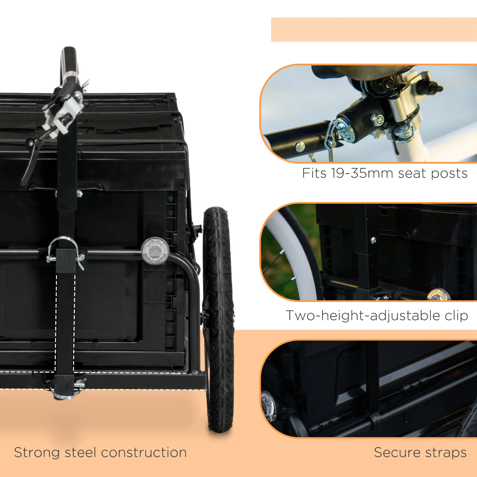 Trailer for Bike, Bicycle Cargo Trailer with Removable Storage Box, No Bottom