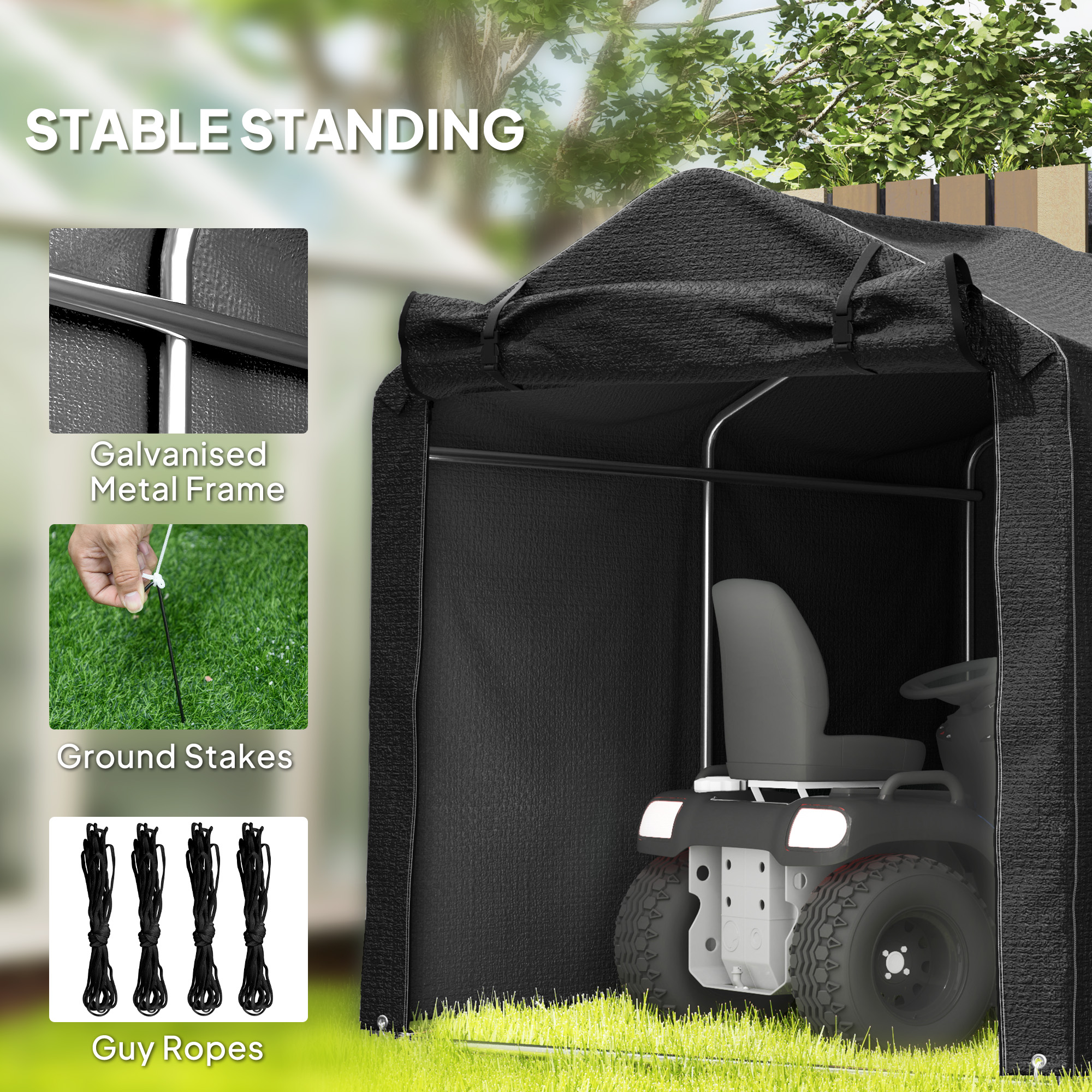 2.2 X 1.6 M Garden Storage Tent, Waterproof Anti-UV Bike With Roll-up Zipper — image 2