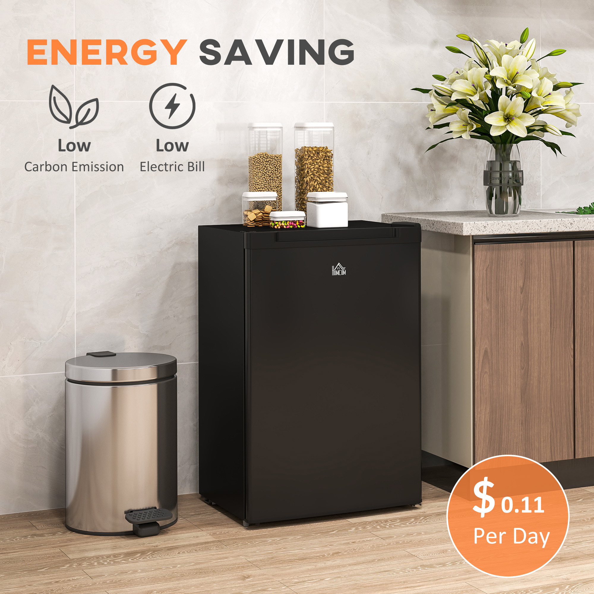 Upright Freezer, 3 Cu Ft Small Freezer with Reversible Single Door, Adjustable Thermostat for Home, Apartment, Black