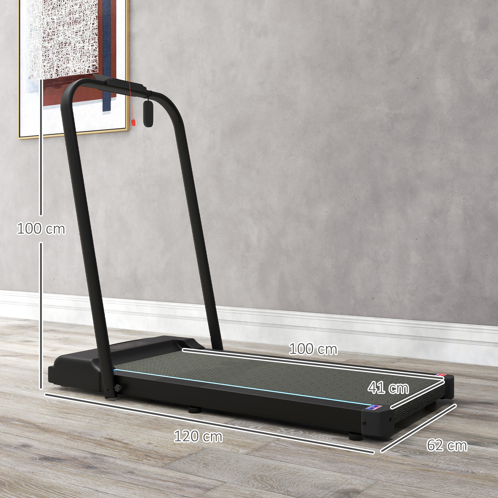 SPORTNOW 2.5HP Walking Pad, 1-6km/h Folding Treadmill With Remote Control And LED Display For Home Gym Office, Blue