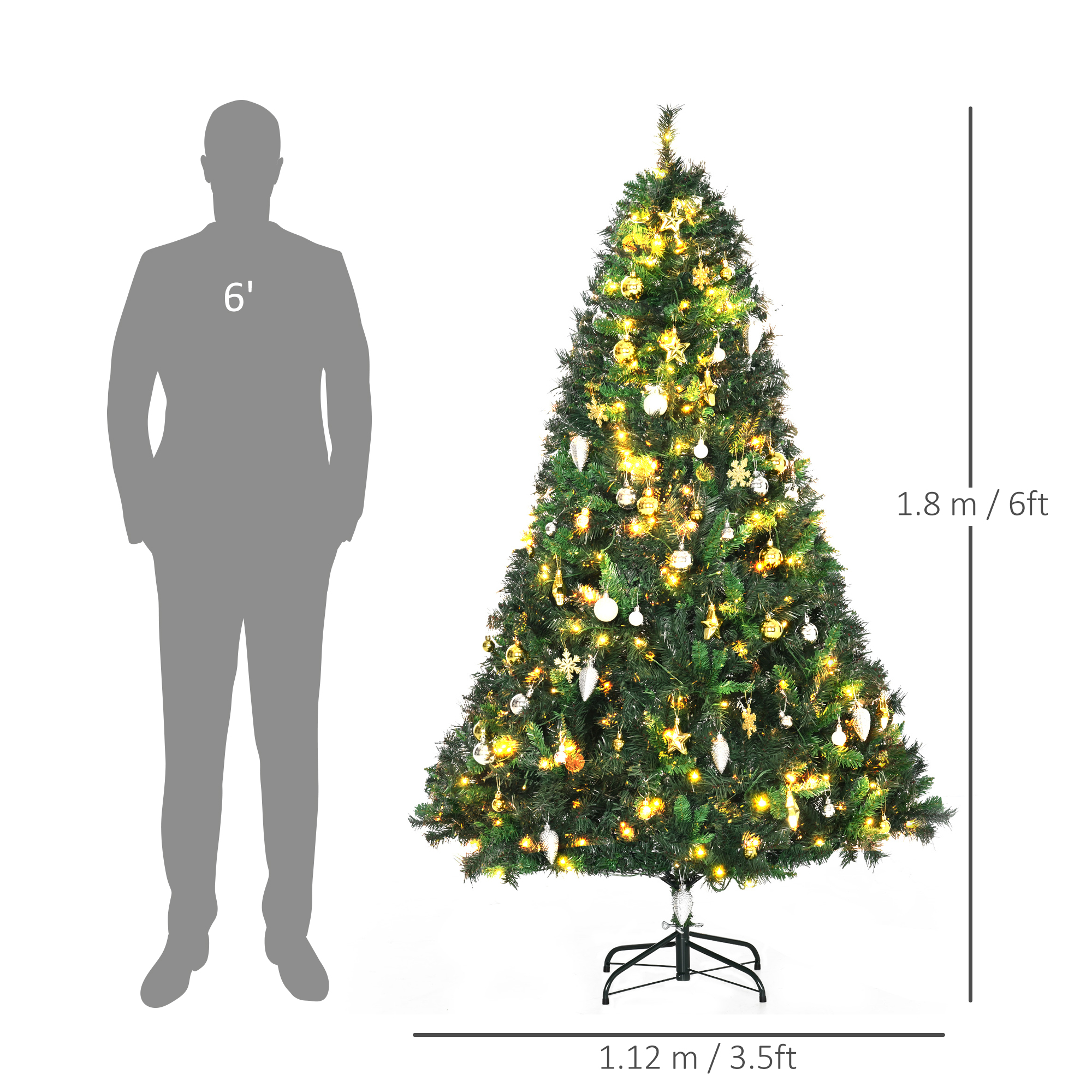 1.8m 6ft Pre-Lit Artificial Christmas Tree 200 LED Xmas Holiday Dcor — image 2