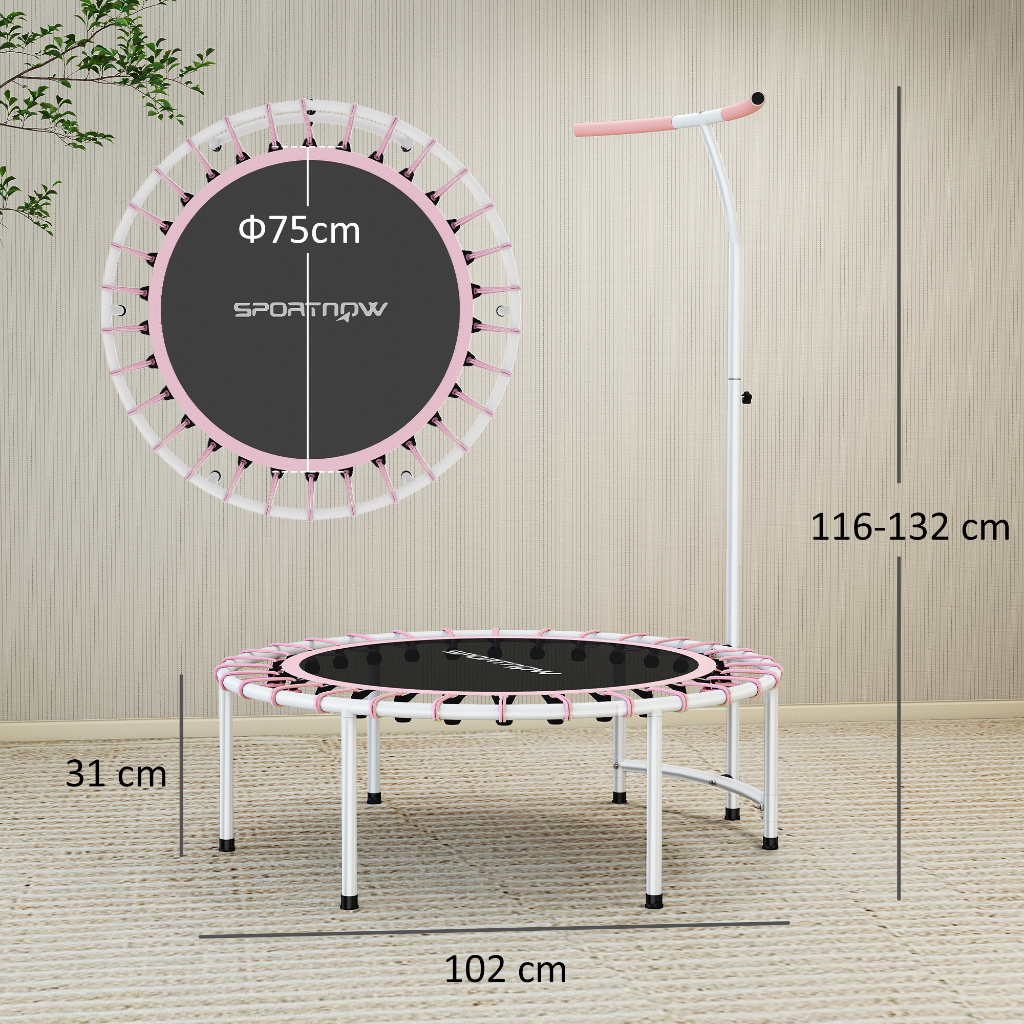 SPORTNOW 40 Fitness Trampoline, Mini Rebounder For Adults With 5-Level — image 4