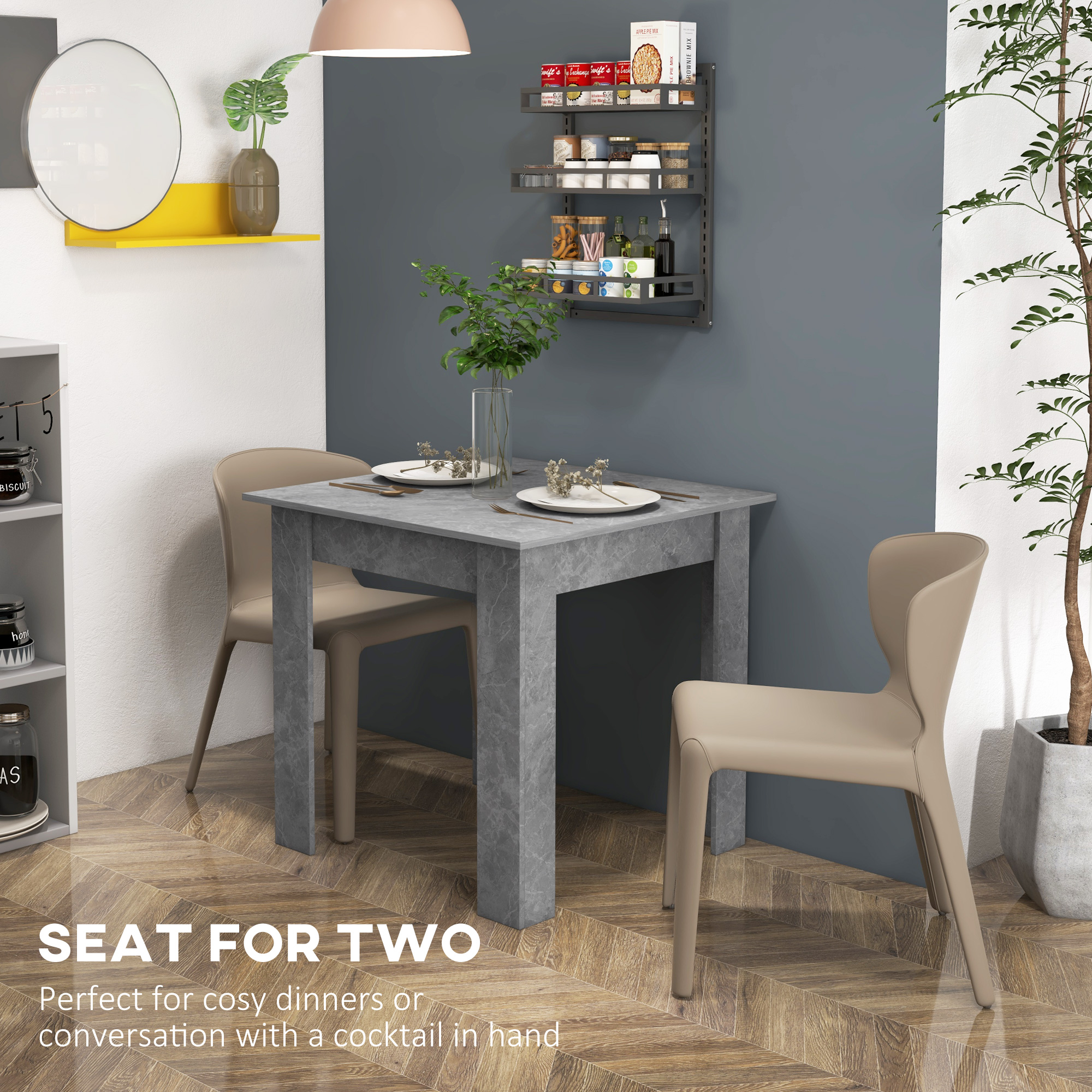 Square Dining Table, Modern Small With Faux Cement Effect, Space Saving — image 5