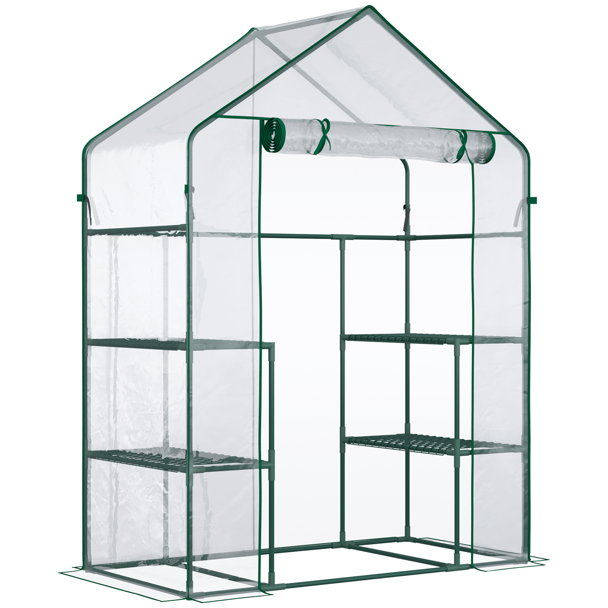 5 x 2.5 x 6.5 Mini Walk-in Greenhouse Kit, Portable Green House with 3 Tier Shelves, Roll-Up Door, and…