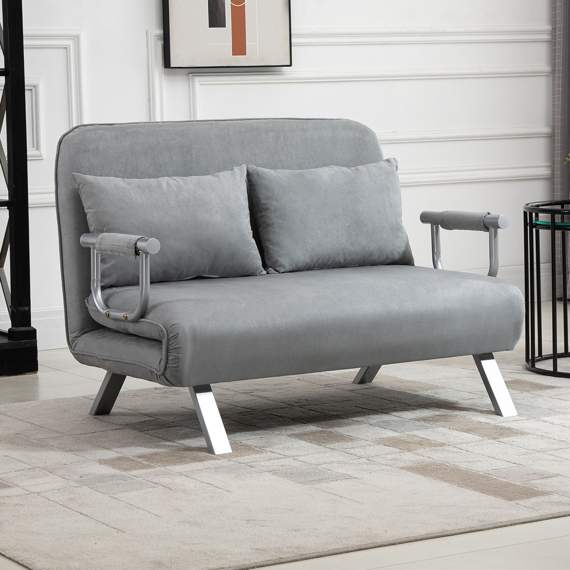 Two-Seater Click-Clack Sofa Bed - Light Grey — image 3