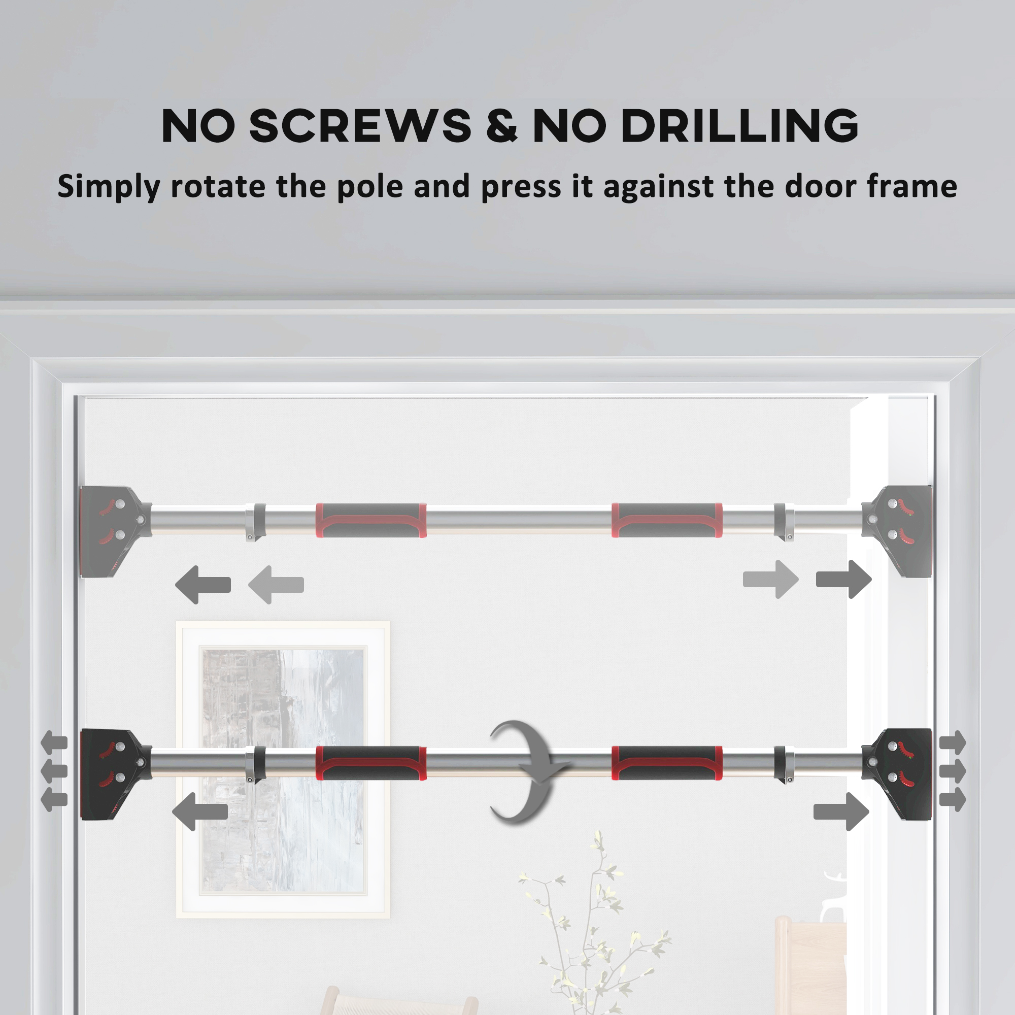 SPORTNOW Doorway Pull Up Bar, No Screws Door Frame Chin Up Adjustable Length — image 4