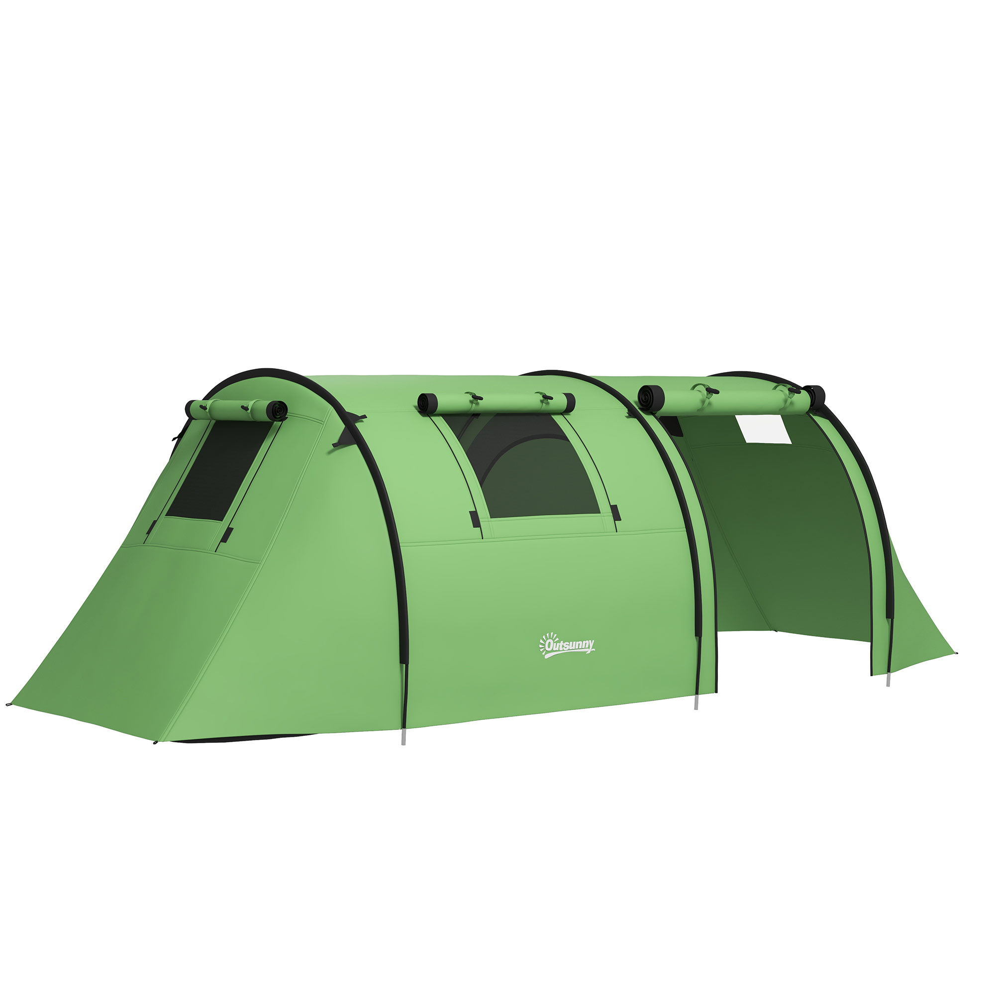 Four Man Duo Room Tunnel Tent, With Accessories - Green - Image 1
