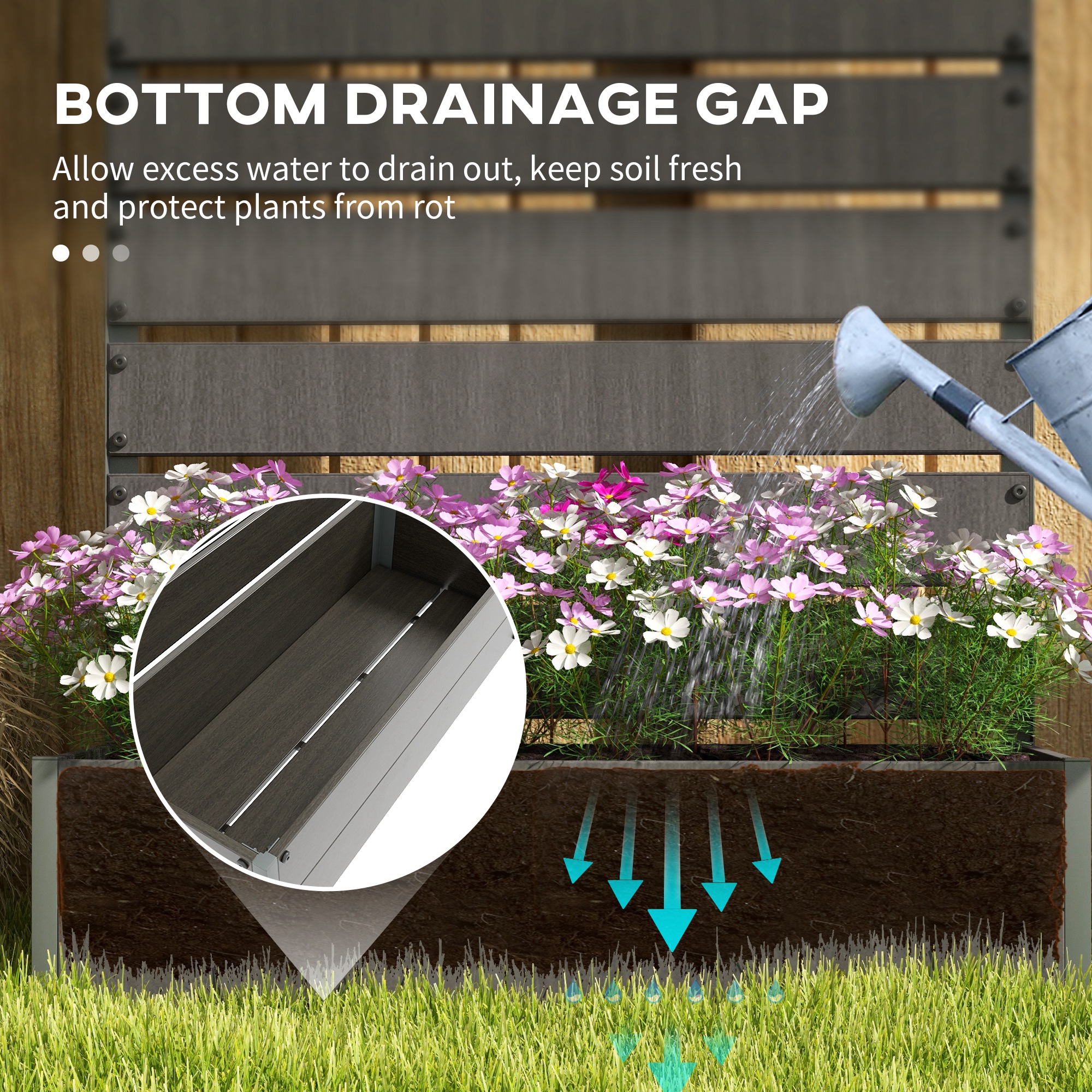 Trellis Planter for Climbing Plants, Raised Garden Bed with Trellis, Planter Box for Outdoor Garden, Dark Gray image 5