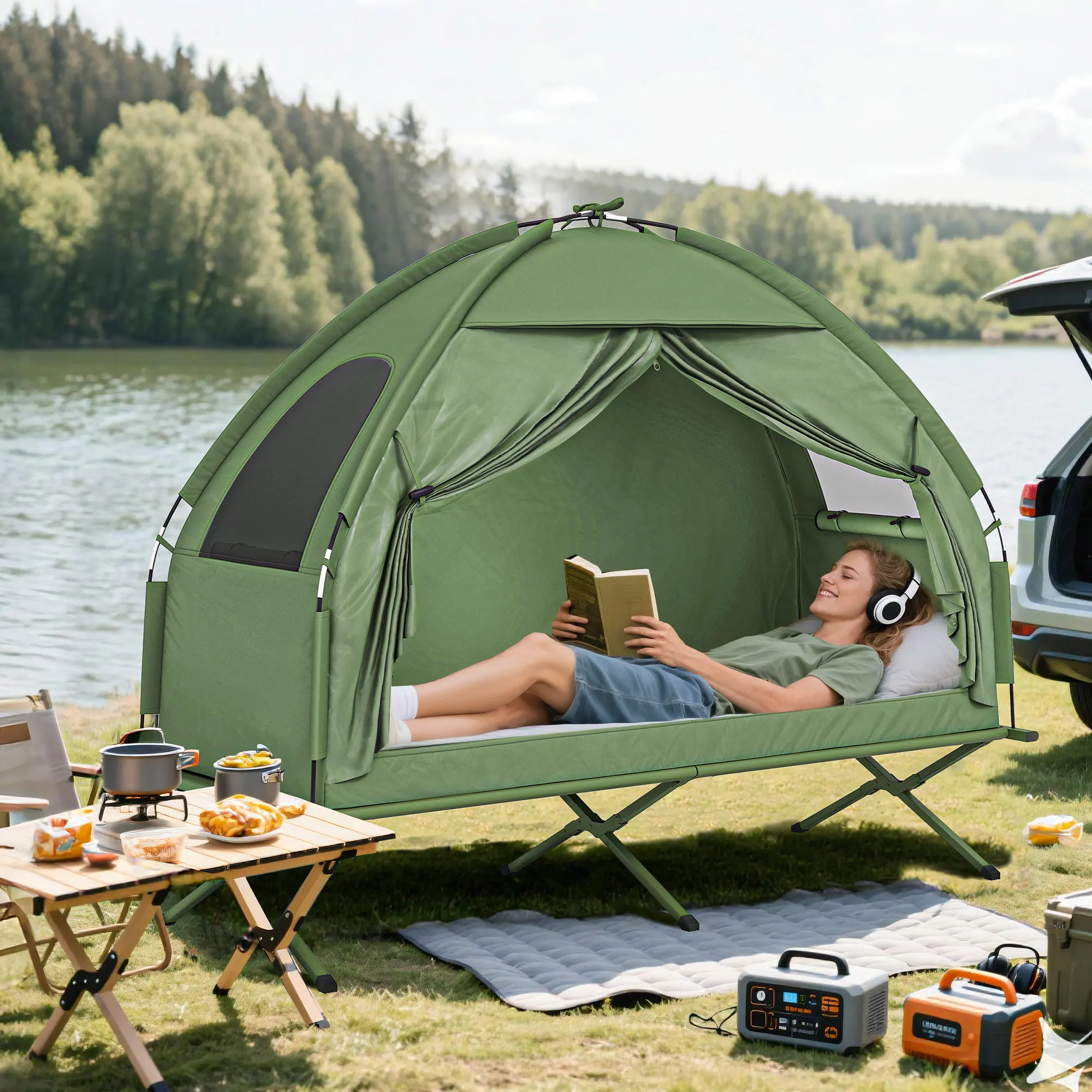 Camping Tent Cot, Single Person Folding Cot