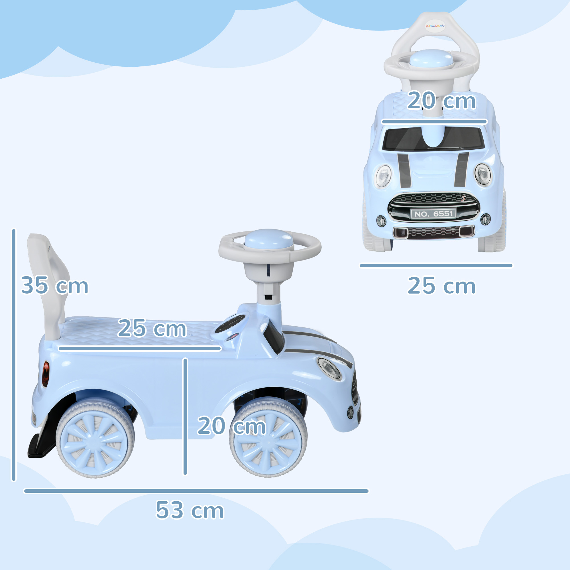 Foot To Floor Ride On Car Sliding W/ Air Horn, Anti-Over-Backwards, 18 To 36 — image 3