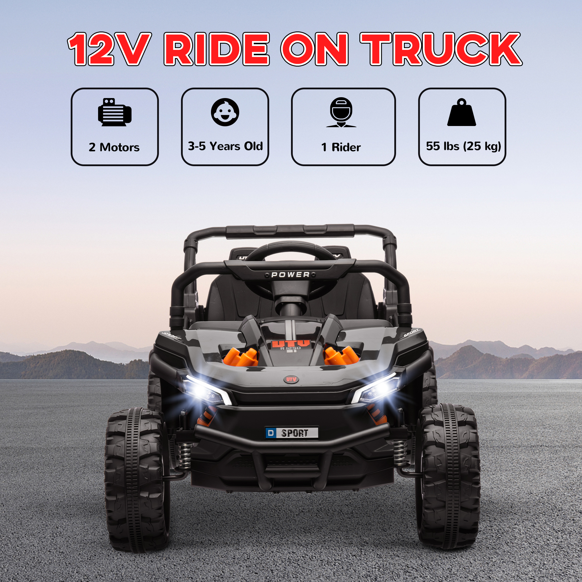 12V Battery Powered Ride On Truck W/ Remote, Four Suspension Wheels, Horn — image 2