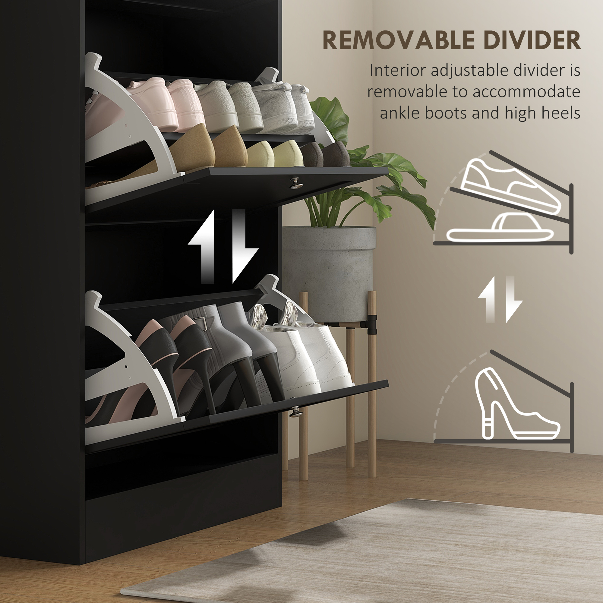 Shoe Storage Cabinet with Flip Drawers, picture 4 of 5