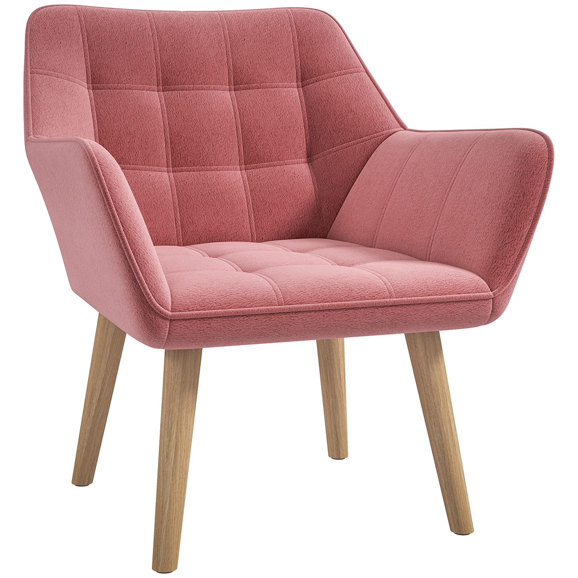 Accent Chair, Arm With Wide Arms, Slanted Back, Thick Padding And Rubber Wooden — image 5