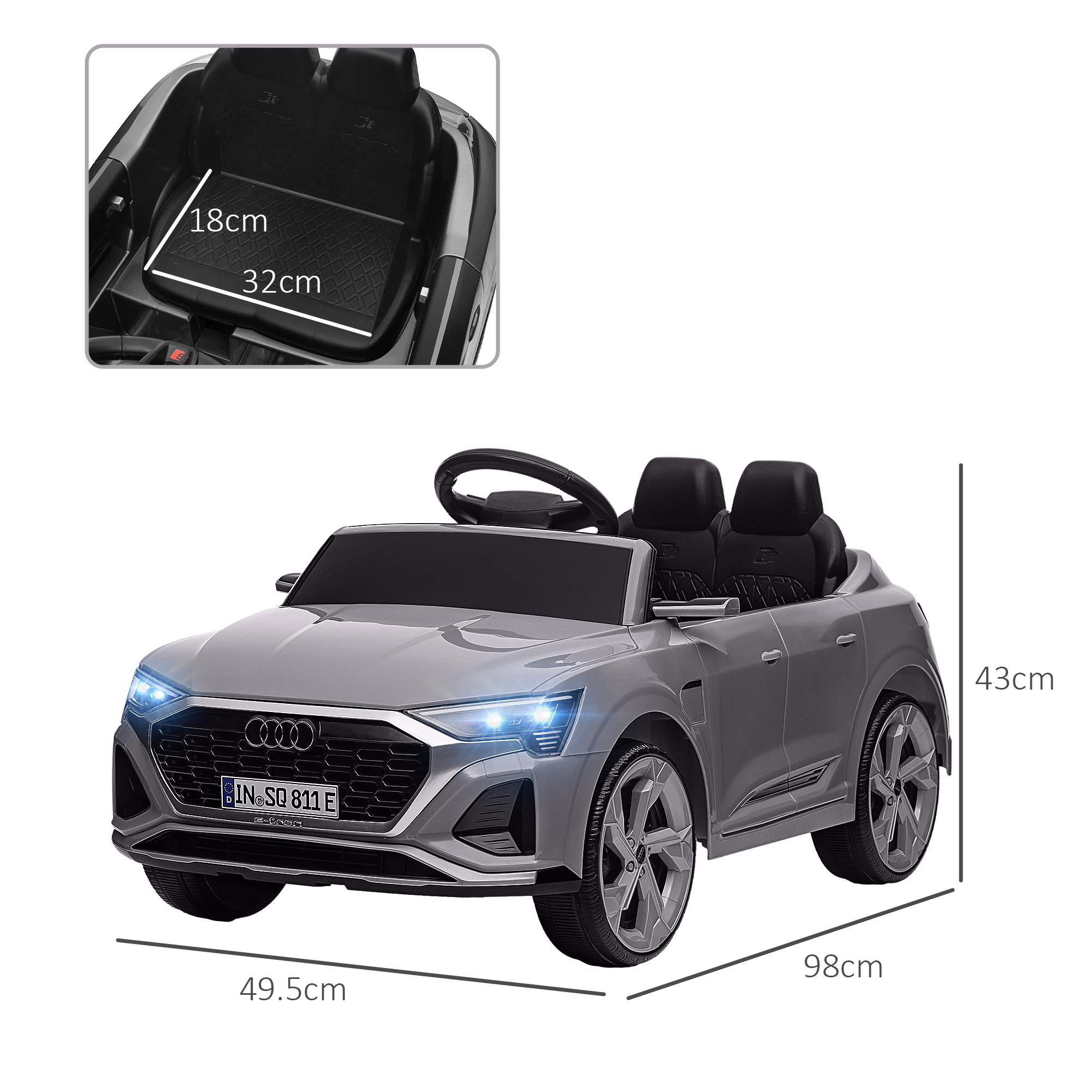 Audi Q8 E-tron Sportback Licensed 12V Ride On Car W Remote, 4 Spring Suspension — image 2