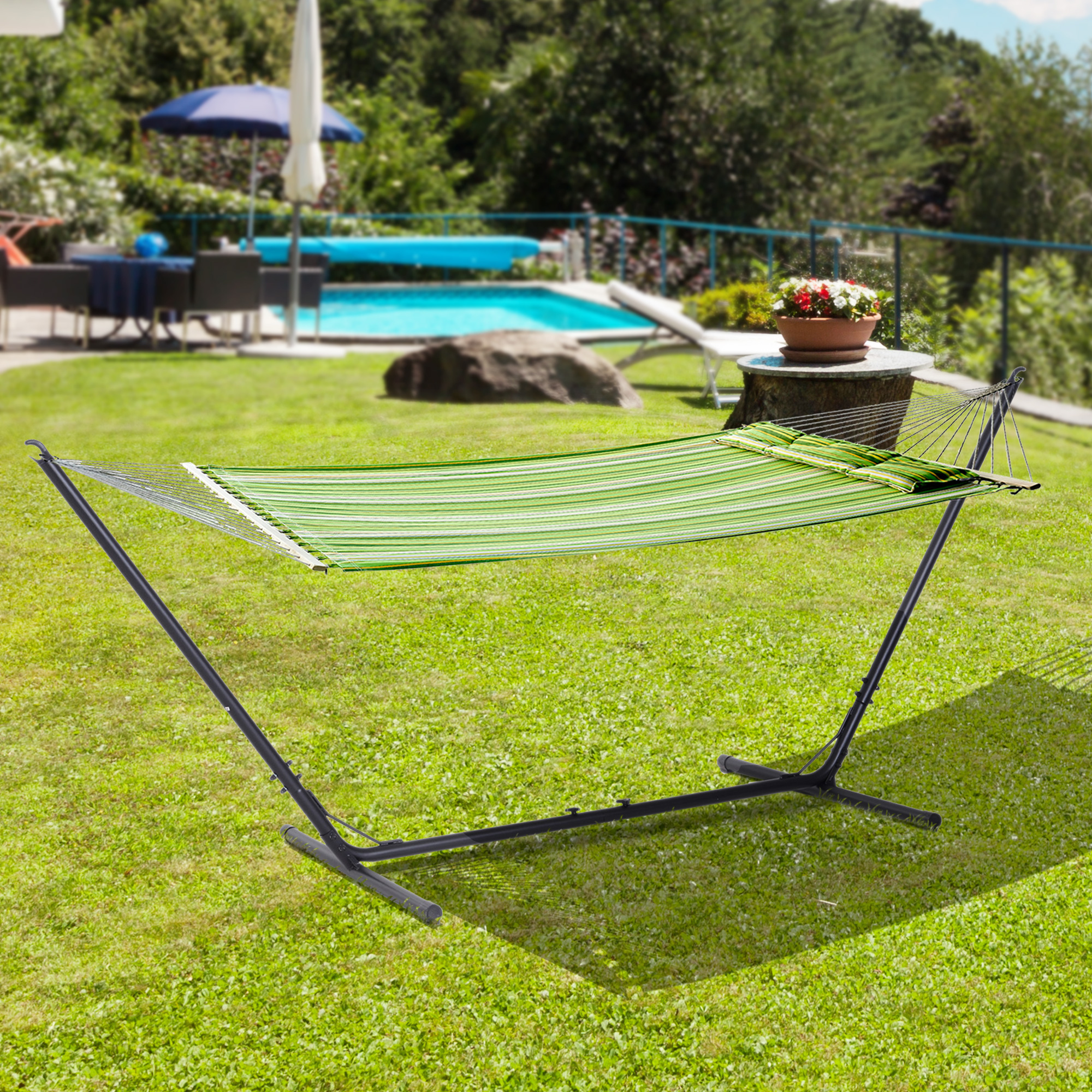  Universal Hammock Stand 10-13ft Adjustable Steel Stand Space-Saving and Portable Carrying for Indoor and Outdoor Use, Black