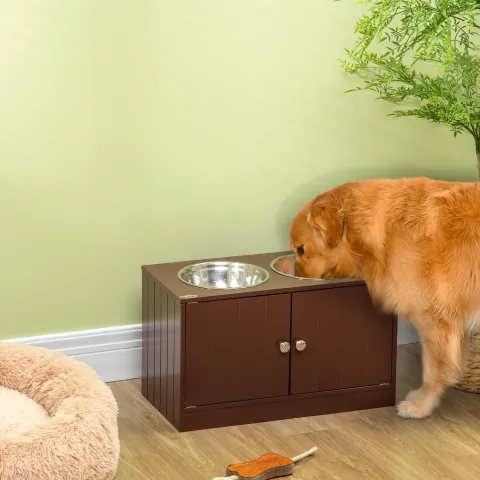Elevated Dog Bowls with Storage Cabinet, Raised Bowl Stand