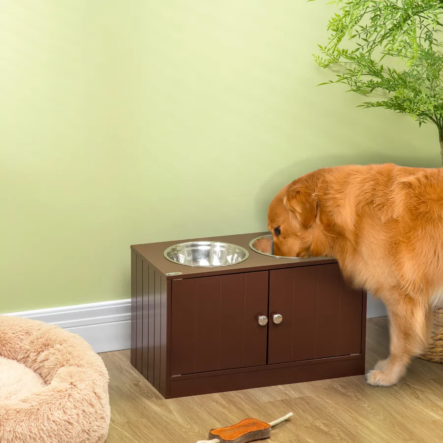 Elevated Dog Bowls with Storage Cabinet, Raised Bowl Stand