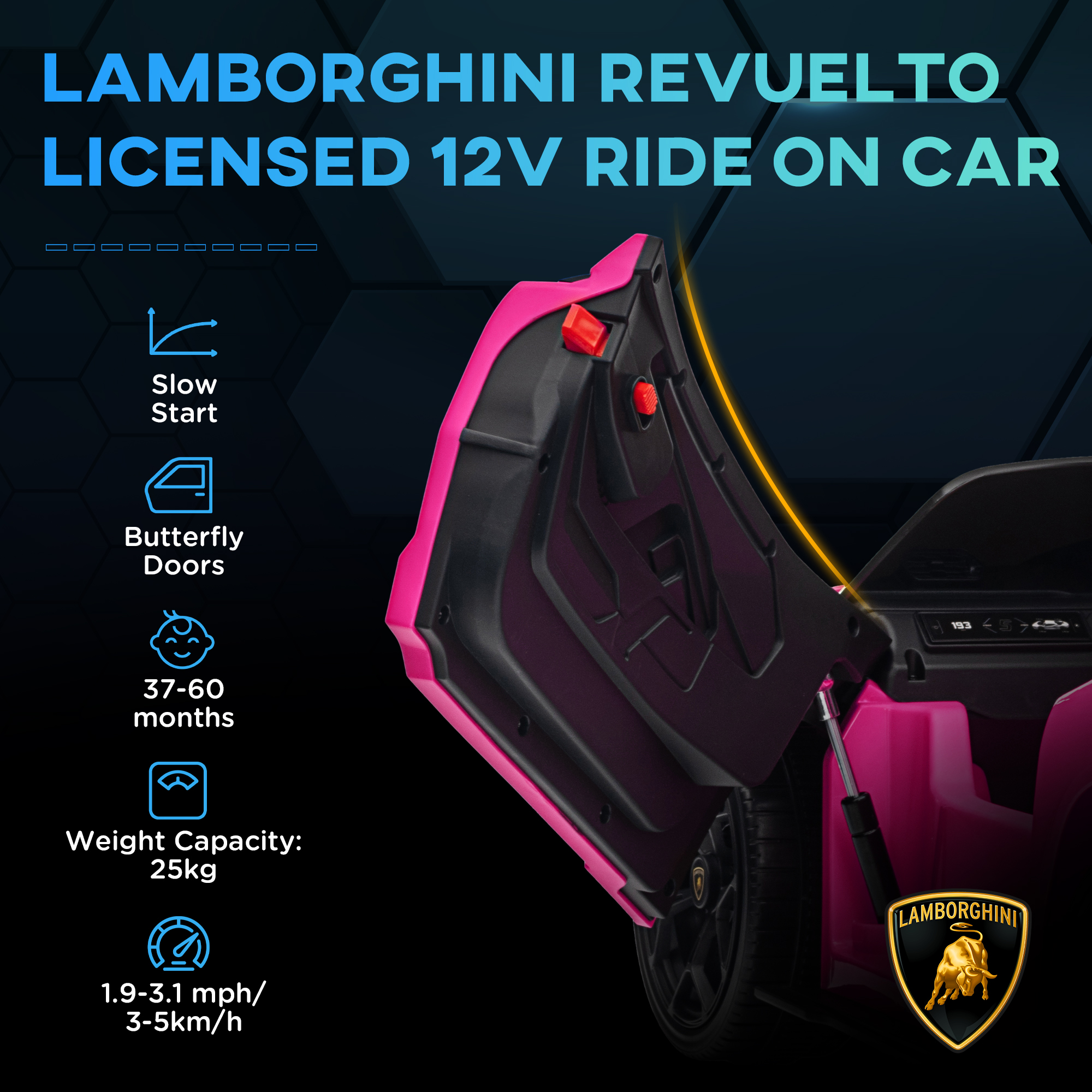 Lamborghini Revuelto Licensed 12V Ride On Car W/ Butterfly Doors, Transport — image 3
