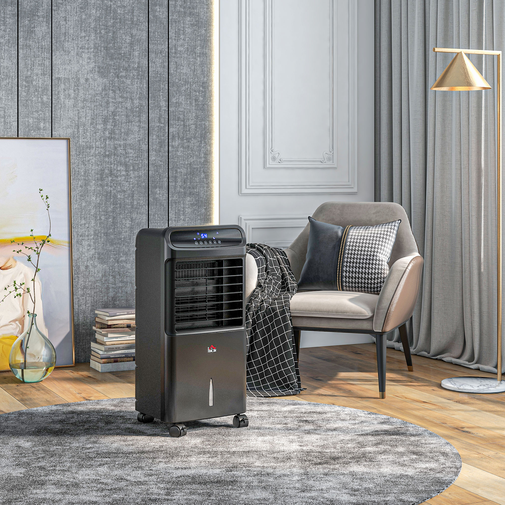  3-In-1 Ice Cooling Fan, Mobile Evaporative Air Cooler with Remote, Timer, Oscillating for Home Office, Bedroom, Black