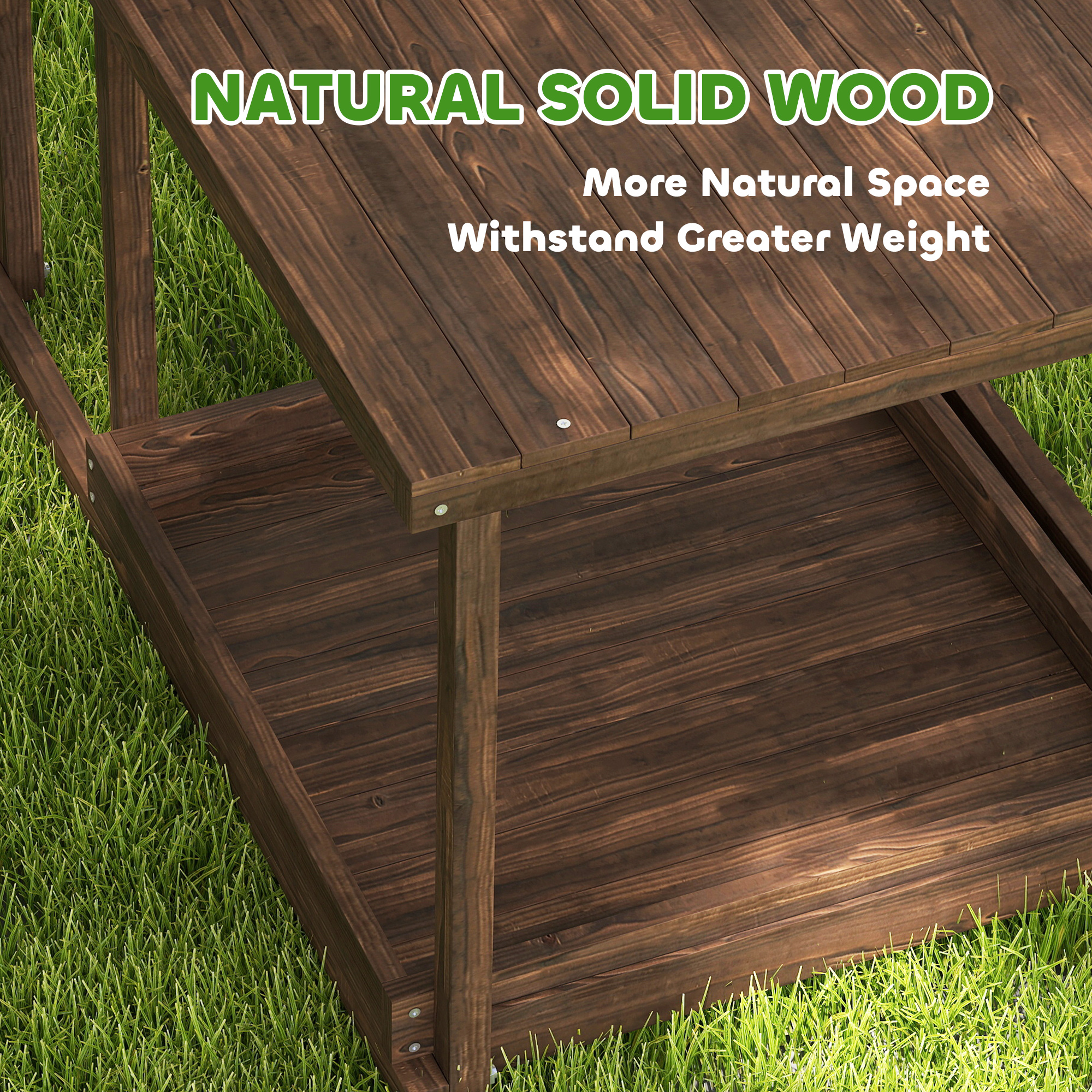  Wooden Chicken Activity Play Set with Perch, Swing, Ladder, Platforms, Feeder Storage, Coffee