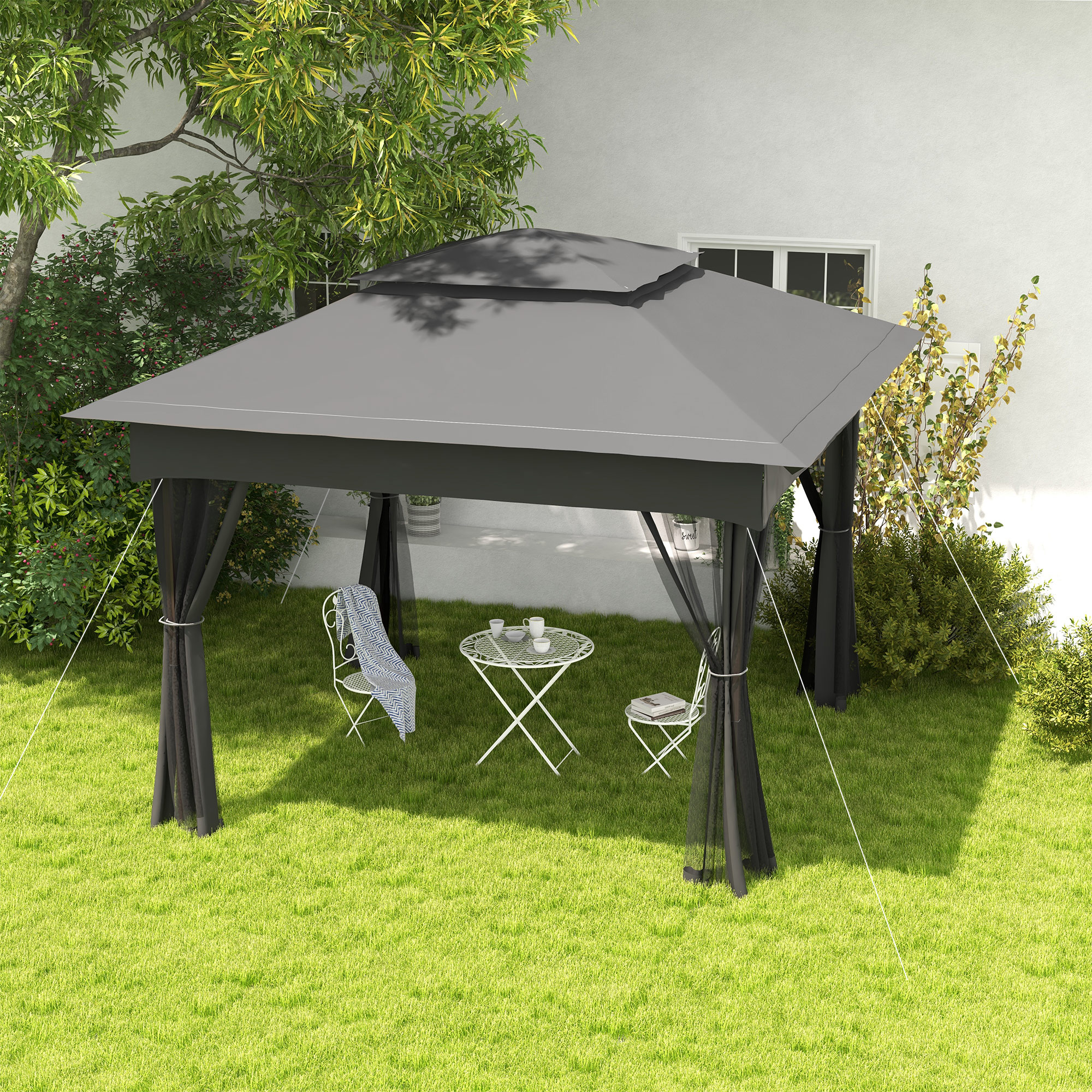 11x11 Outdoor Canopy, Portable Gazebo with Zipper Netting & Carry Bag Perfect for Backyard, Patio, Garden, Camping, Dark Gray