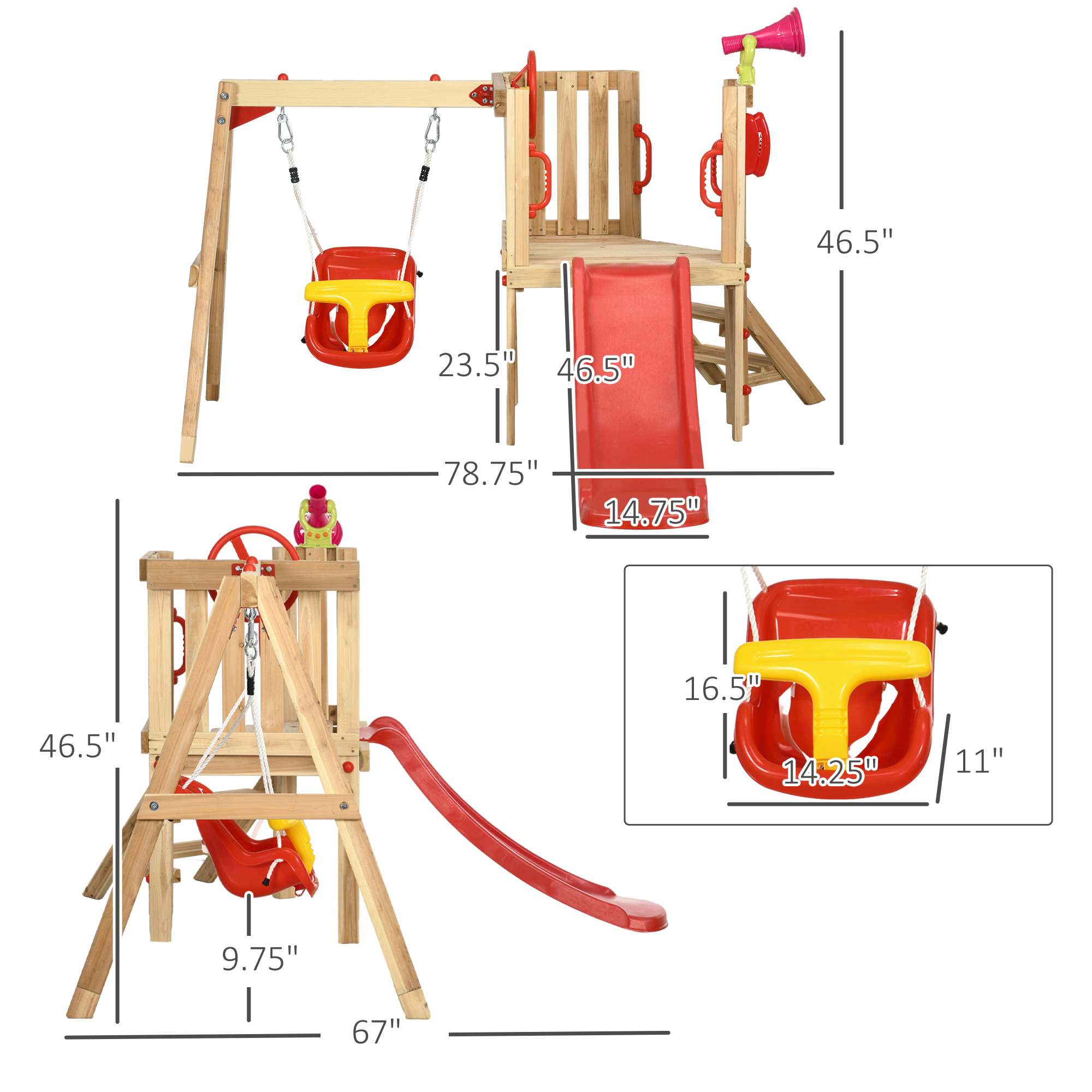 4-in-1 Wooden Swing Set with Swing β photo 3