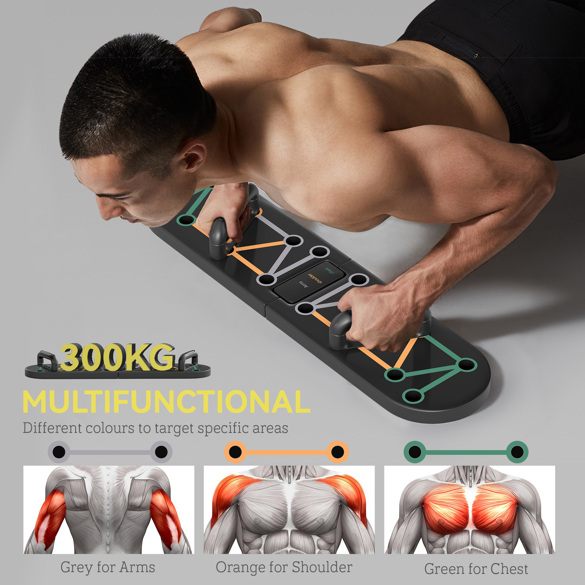 SPORTNOW Foldable Push Up Board With Non-Slip Pads, For Chest, Arms, Shoulders — image 5