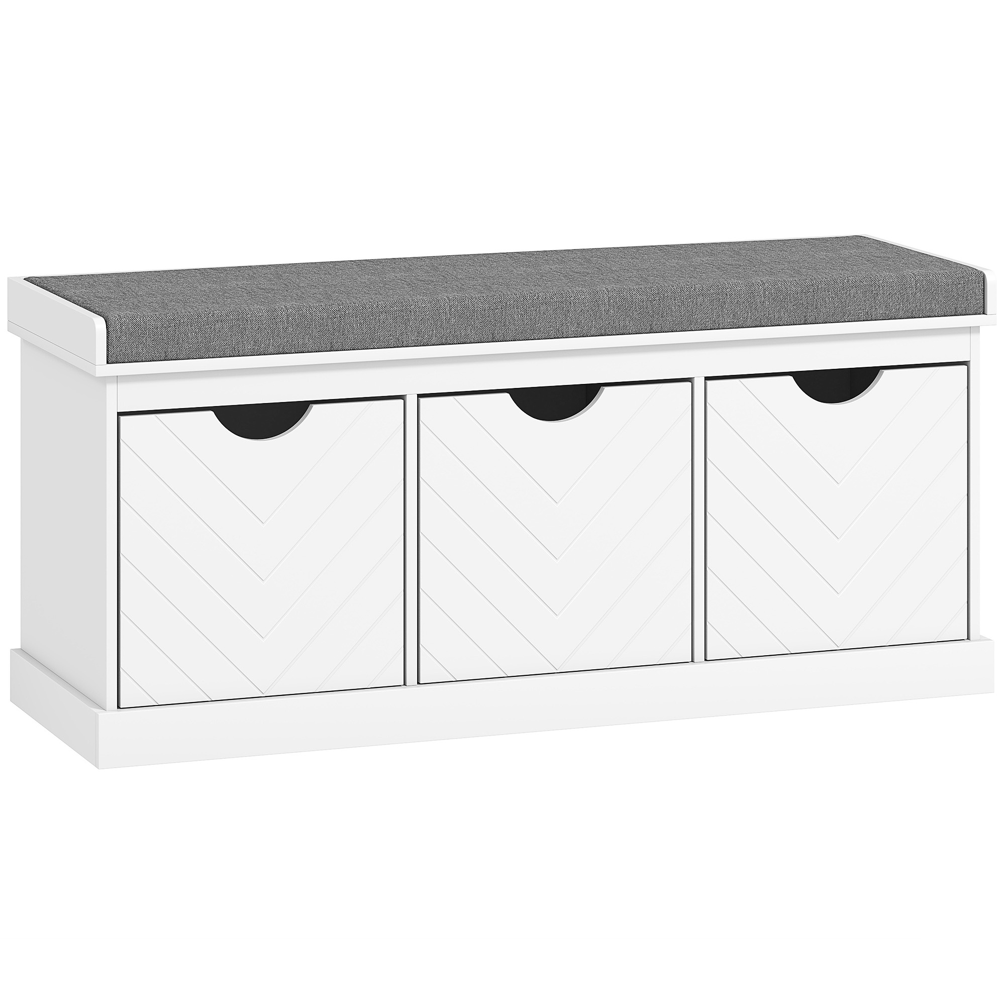 Three-Drawer Shoe Bench, With Seat - White — image 3