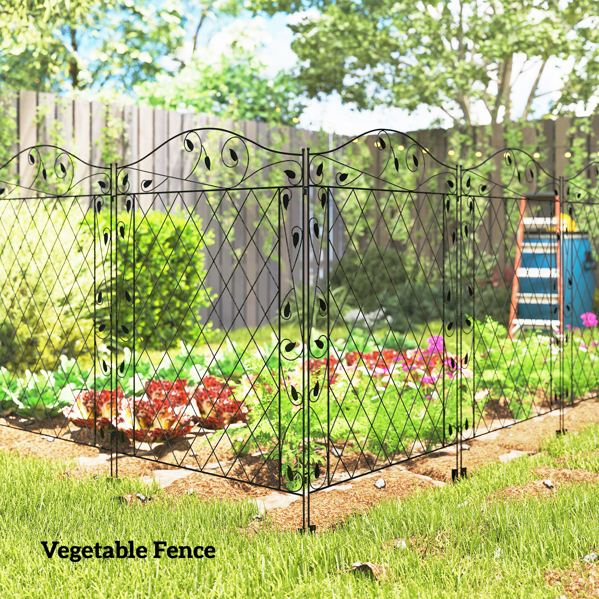 Garden Fence, 4 Pack Steel Fence Panels, 11.5 L x 43" H, Rust-Resistant Decorative Border Flower Edging for Yard,… - 8