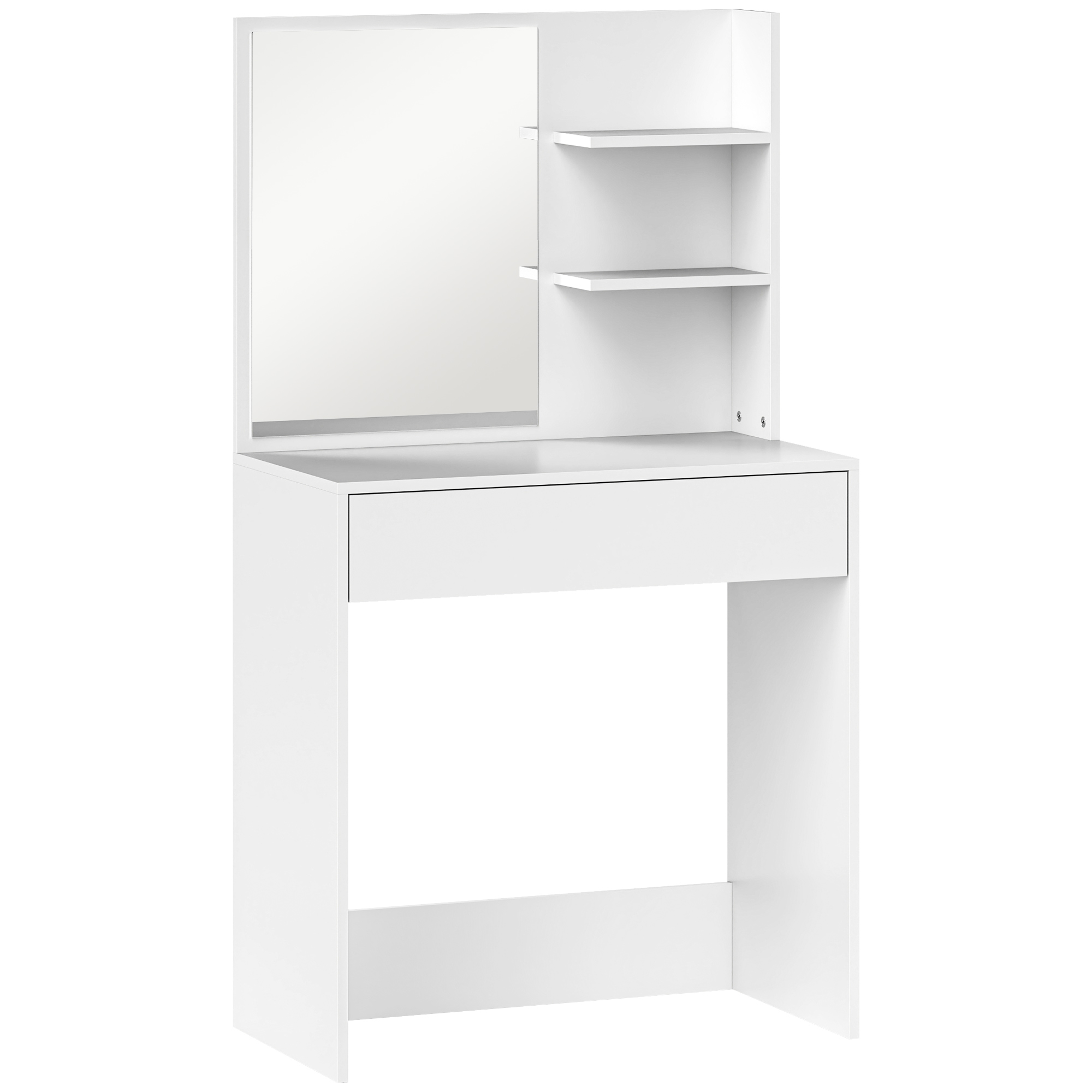Dressing Table With Mirror And Storage - White