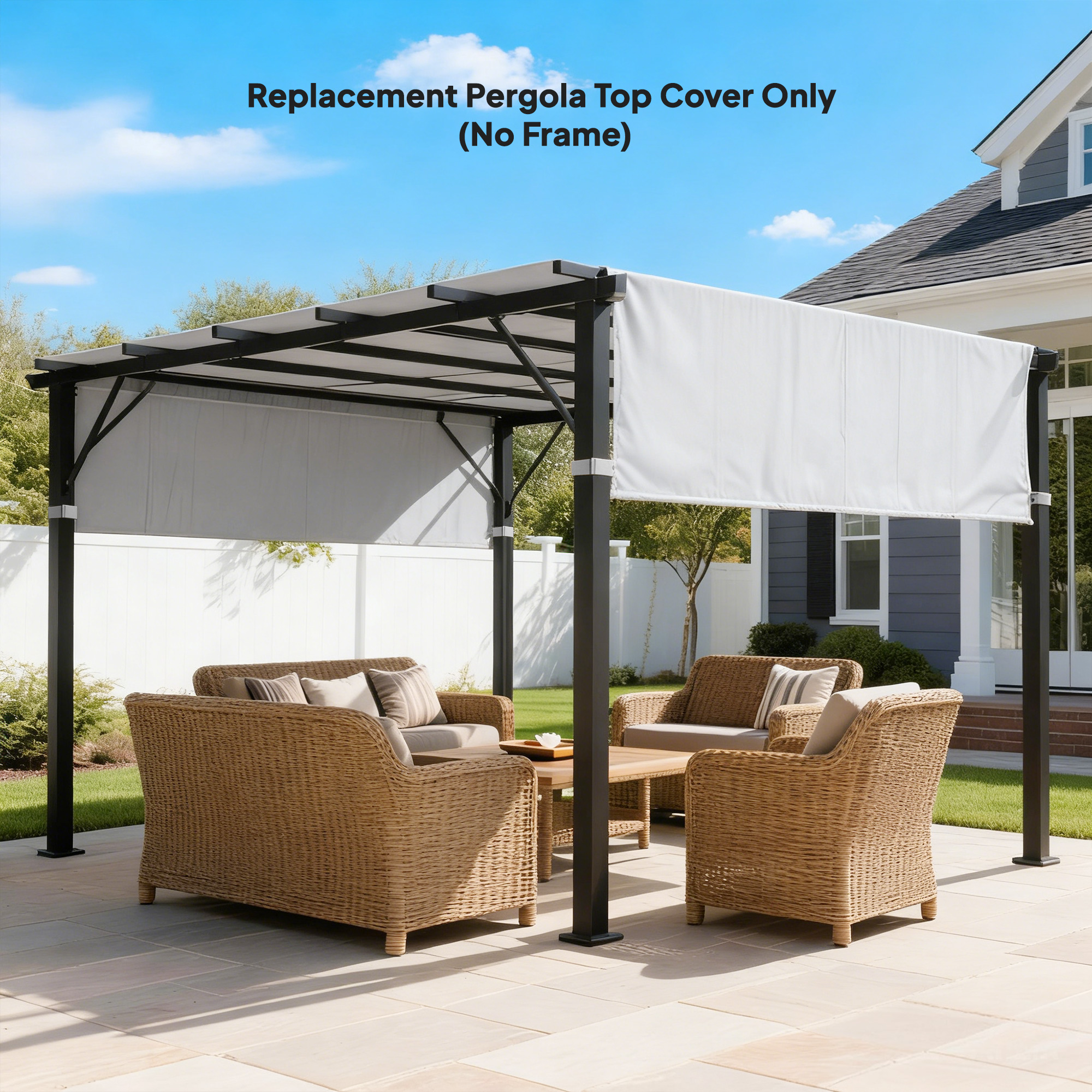 2 Pcs Pergola Replacement Canopy, UV Protection Pergola Shade Cover, Easy to Install, for 10 x 10ft Pergola, Light Gray