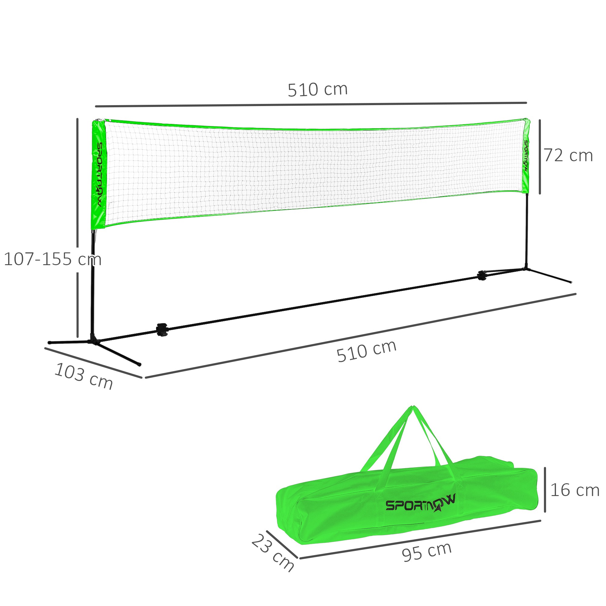 SPORTNOW Badminton Net Set, Height Adjustable Net