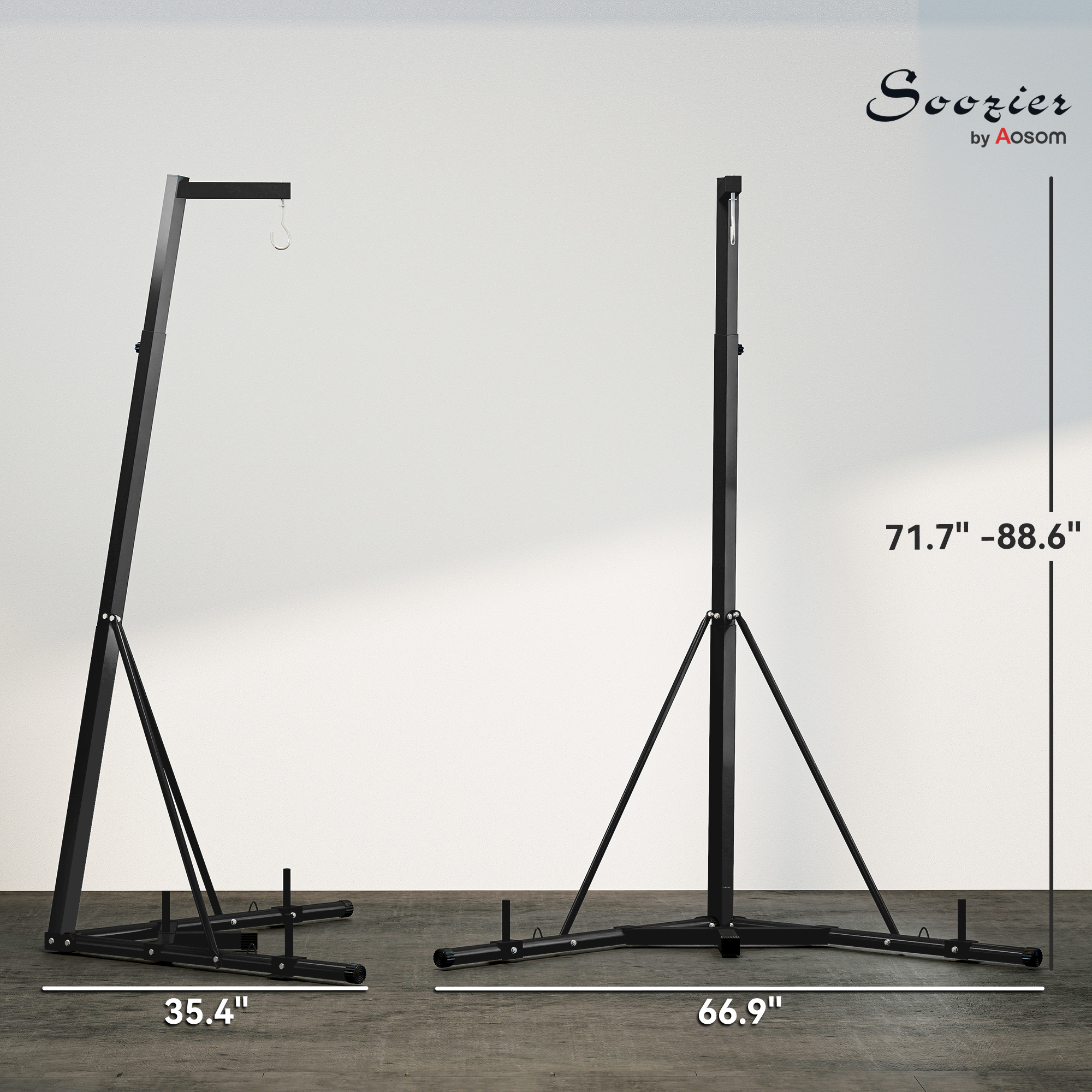 Foldable Punch Bag Stand, Height Adjustable Heavy Bag Stand with Weighted Base, Free Standing for Home Gym, Stand Only
