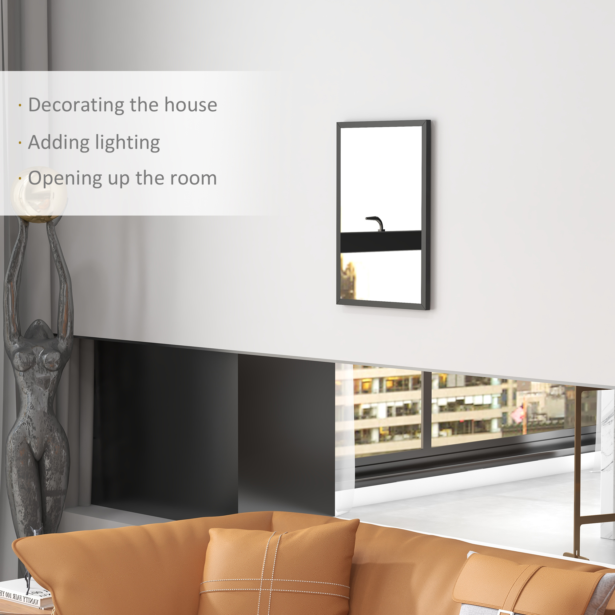 Wall Bathroom Mirror, 60 X 40 Cm Wall-Mounted For Living Room, Bedroom — image 4