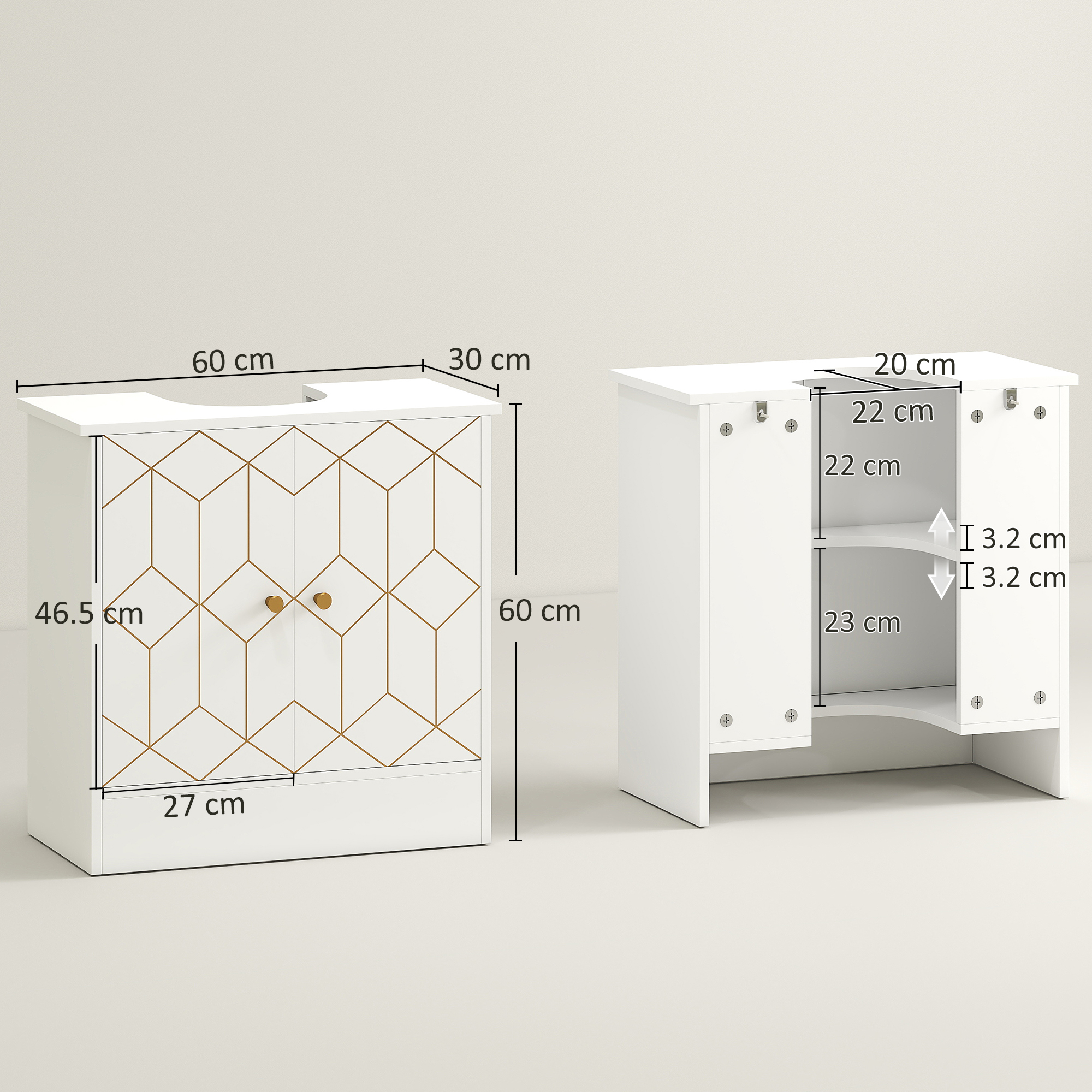 Under Sink Bathroom Cabinet, With Adjustable Shelf And Open Compartment — image 2