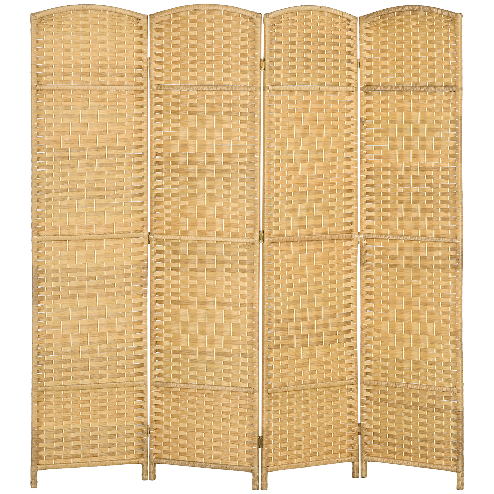 Folding Room Divider Screen 4 Panel 6 Tall Privacy Screen Freestanding Wood Partition for Home Office, Nature Wood
