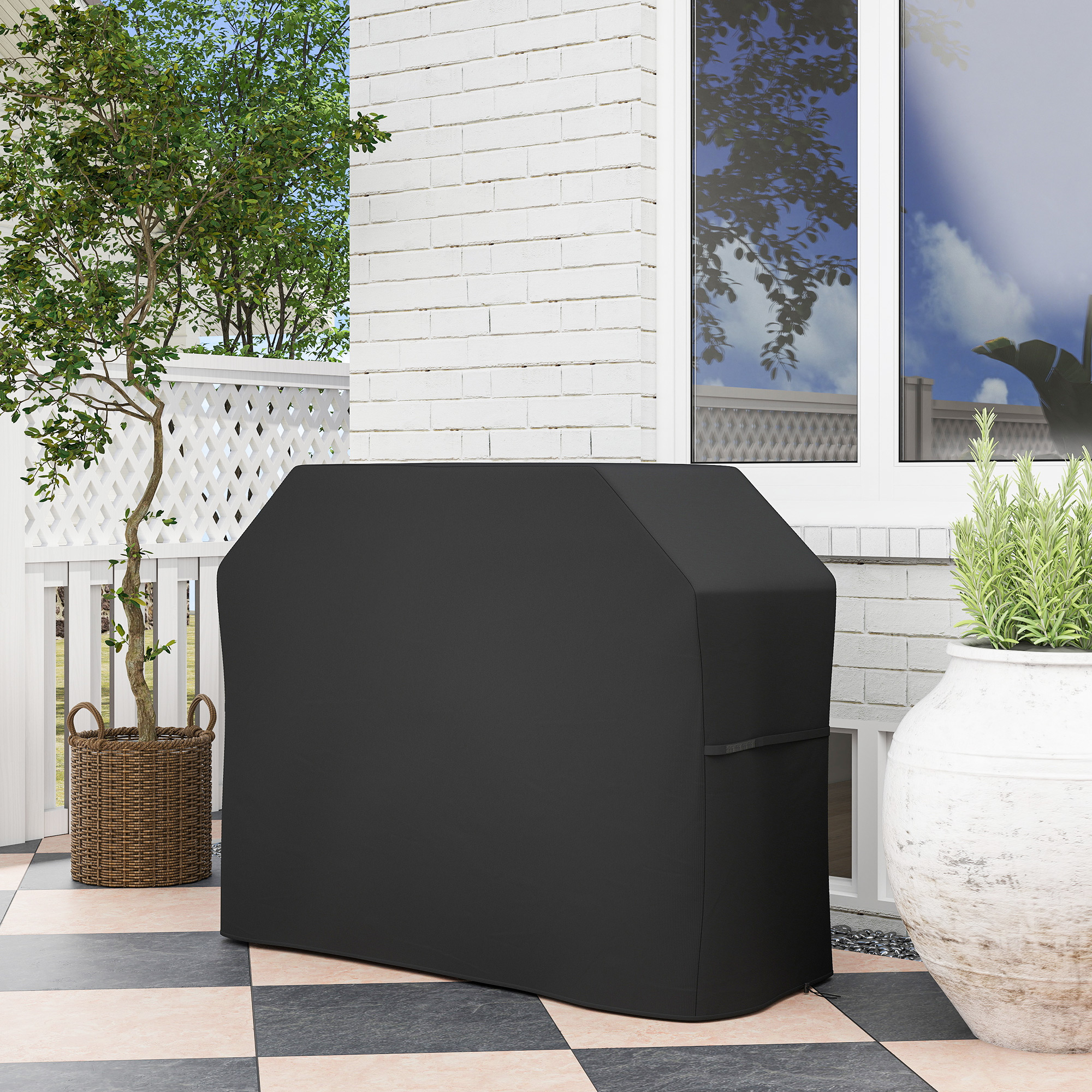 147 X 61cm Plastic Coated Protective Grill Cover - Black — image 4