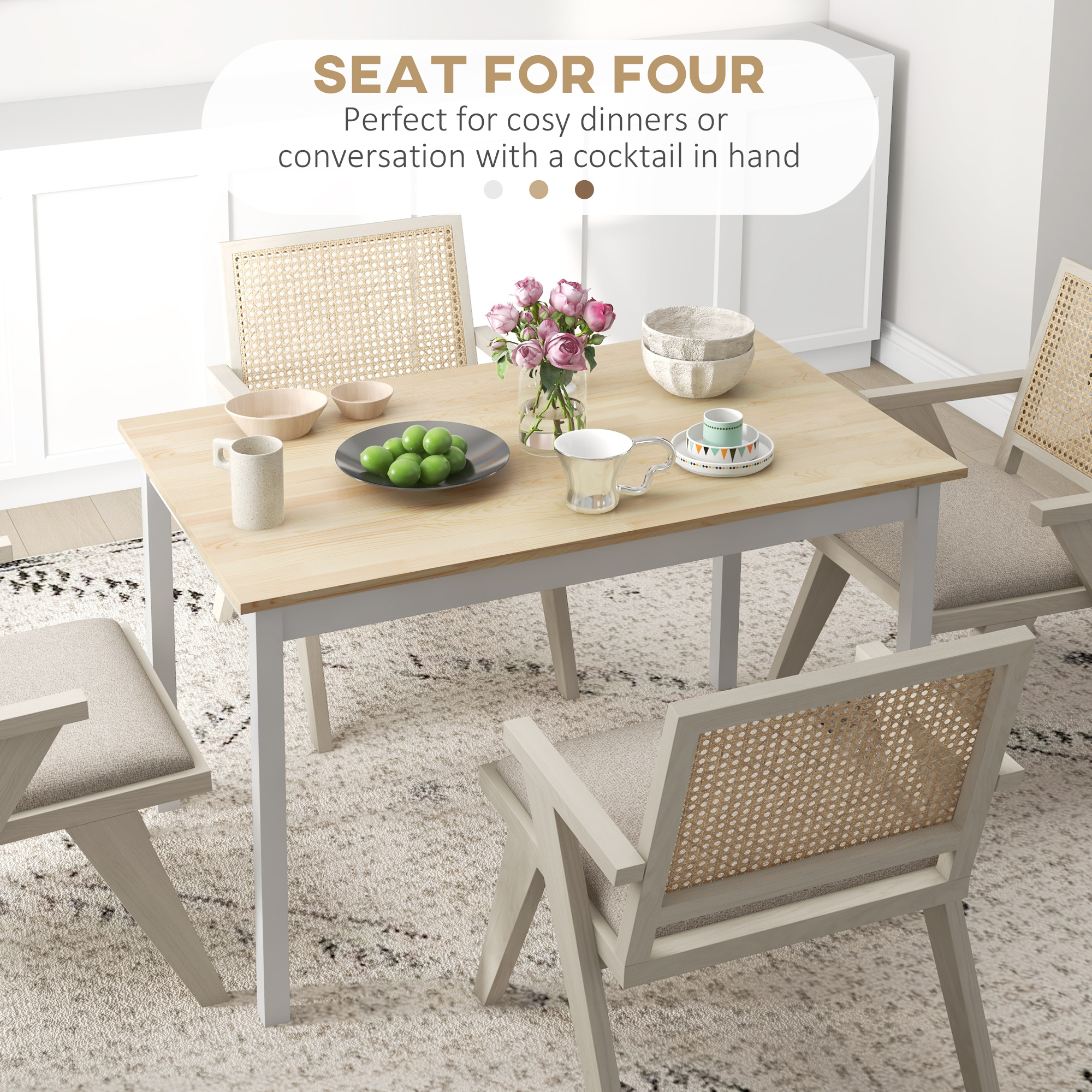 Four-Seater Farmhouse-Style Wooden Table — image 2