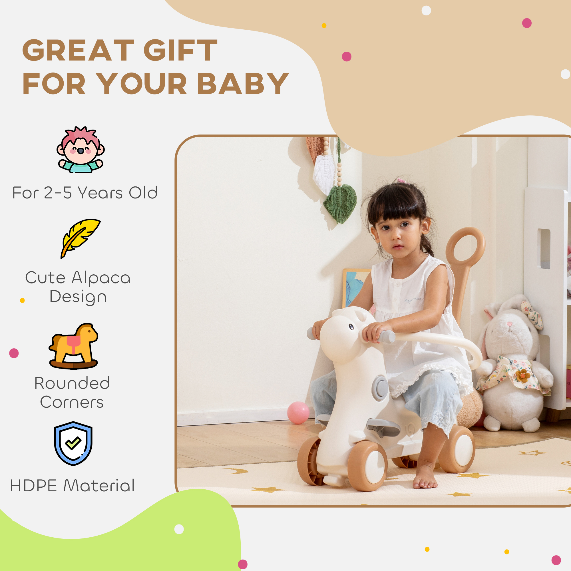 4-in-1 Toddler Rocking Horse & Balance Board – Convertible Ride-On Toy with Push Handle for Active Play