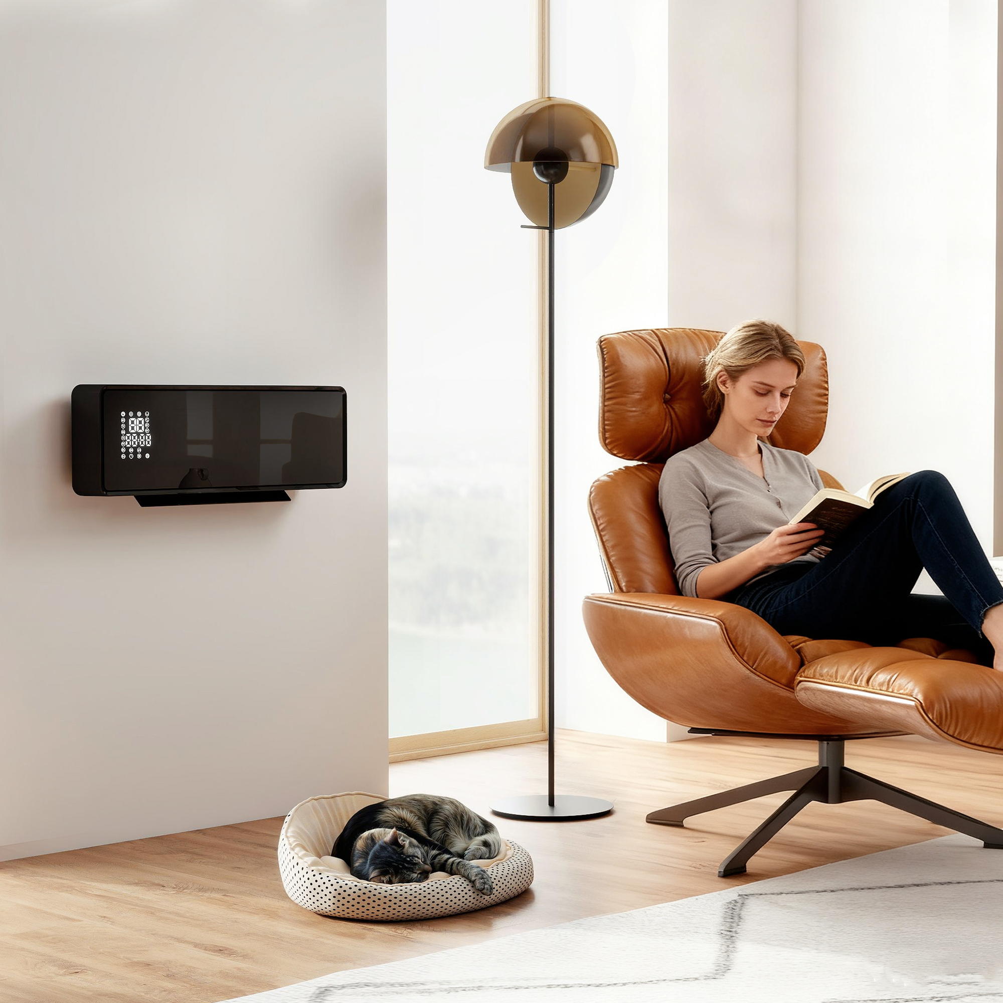2000W Ceramic Electric Heater With Fan, Adjustable Thermostat, Wall Mounted — image 5