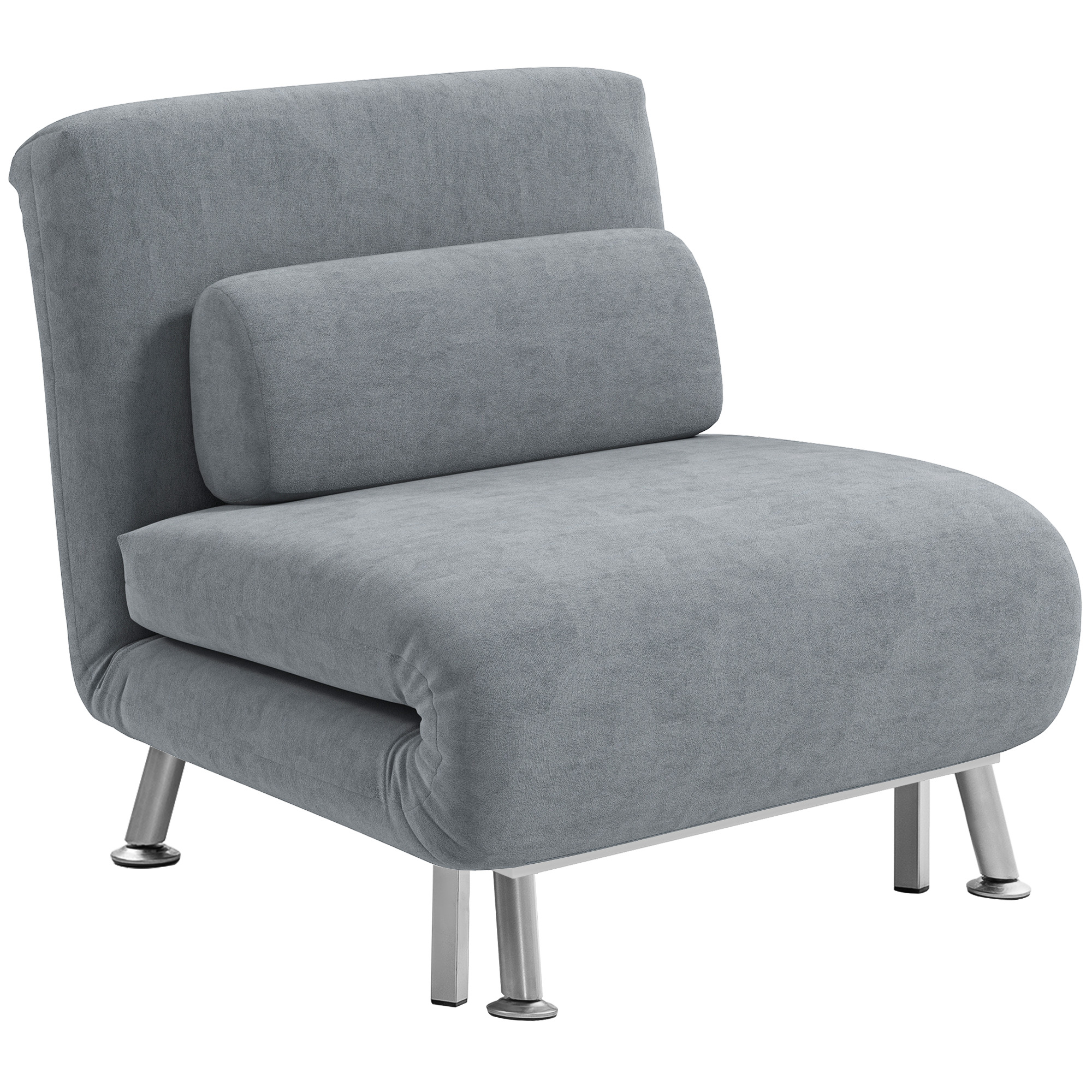 Single Velvet-Feel Sleeper Chair - Grey — image 2