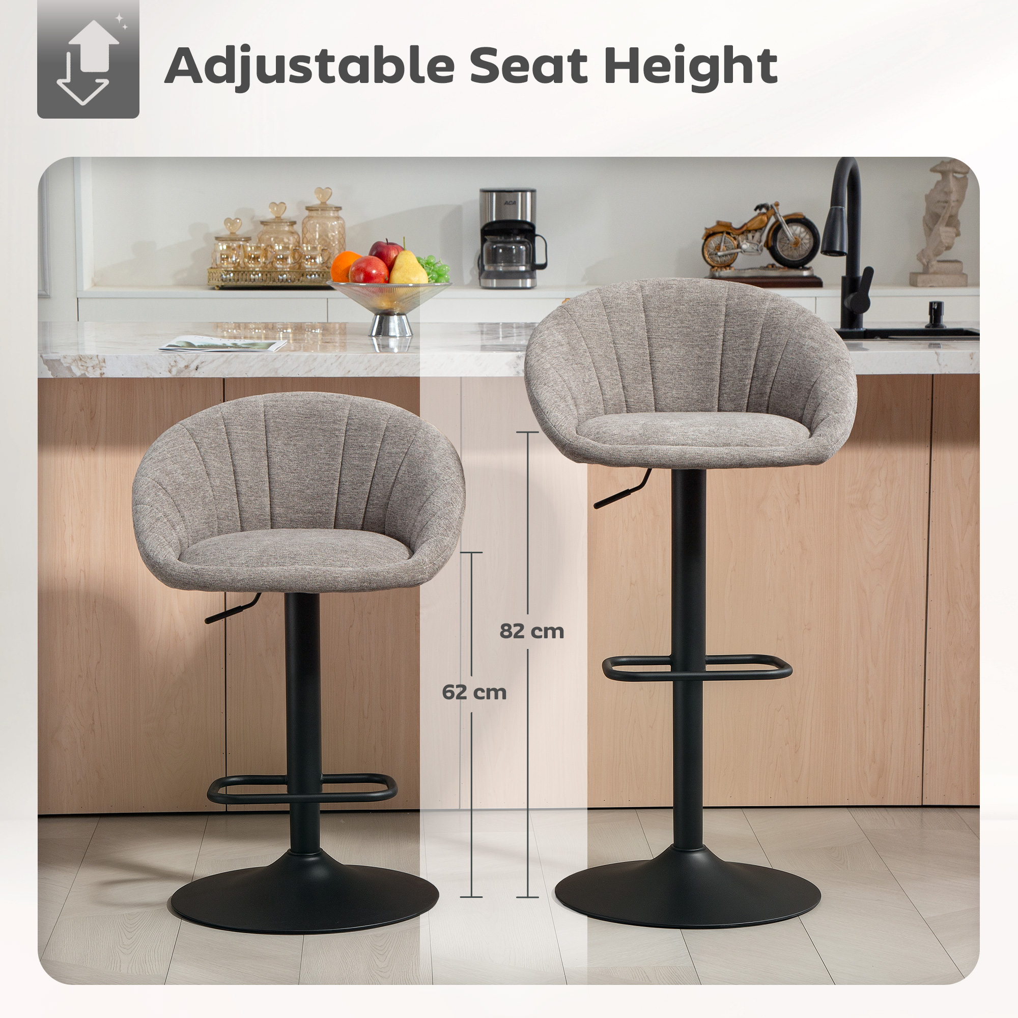 Set Of Two Relaxed Tub Bar Stools - Grey — image 3
