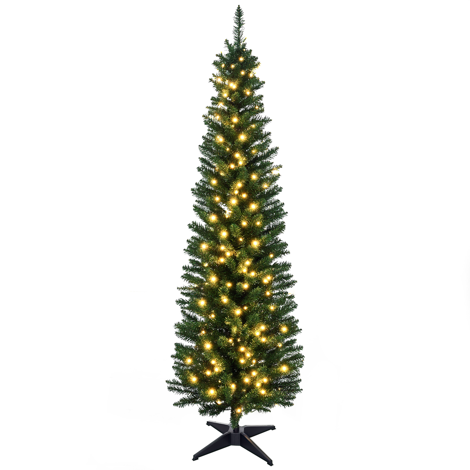  5' Tall Pre-Lit Slim Noble Fir Artificial Pencil Christmas Tree with Realistic Branches, 110 Warm White LED Lights and 294 Tips, Green image 16