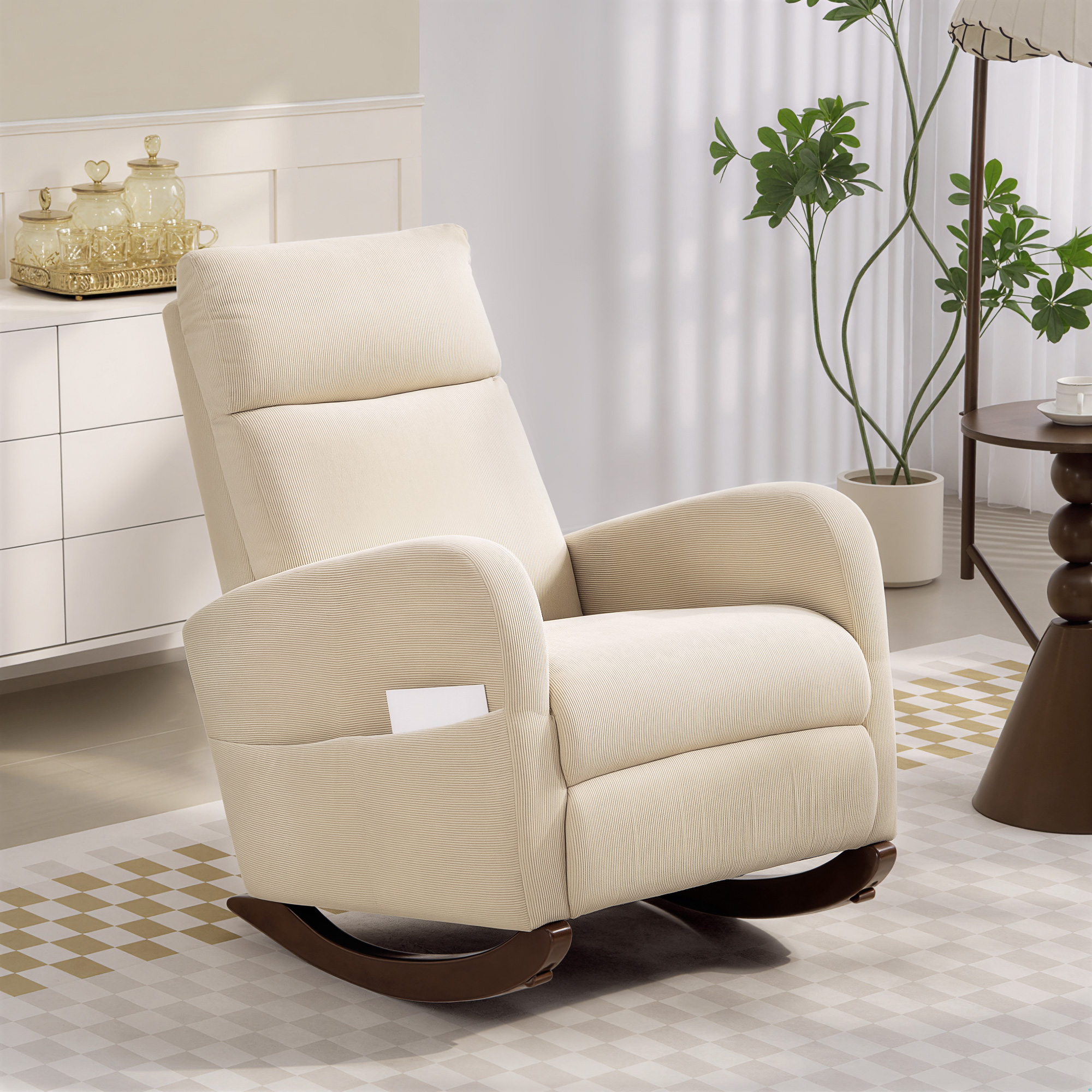 Corduroy Rocking Armchair - Beige — image 4