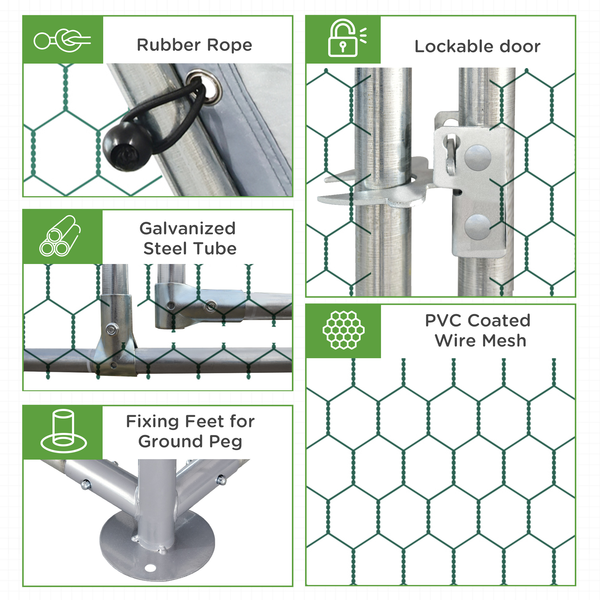  Large Chicken Coop Metal Chicken Run with Waterproof and Anti-UV Cover, Flat Shaped Walk in Fence Cage Hen House for Outdoor and Yard Farm Use, 1" Tube Diameter, 9.2' x 24.9' x 6.4'