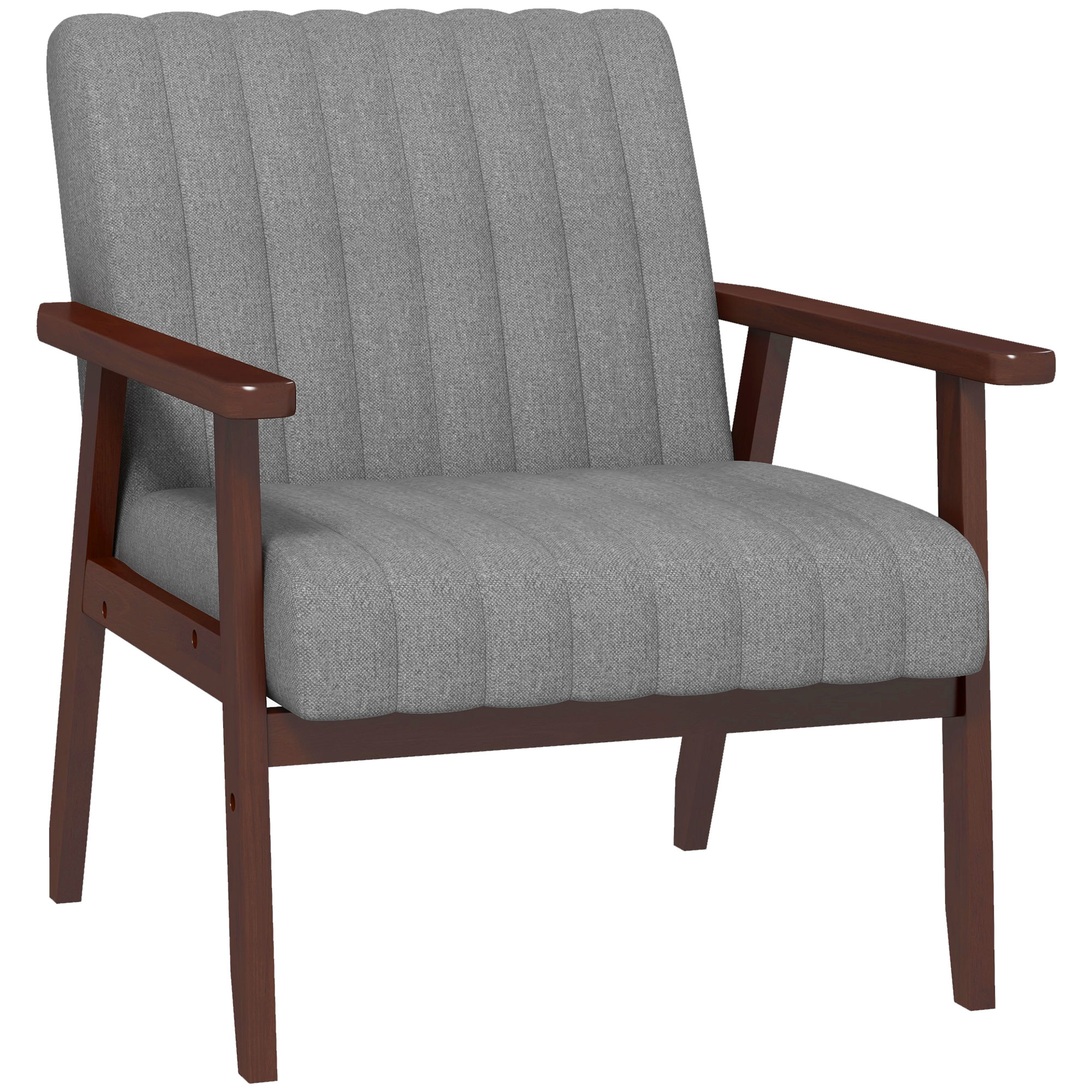 Mid Century Accent Chair, With Wooden Legs - Grey — image 5