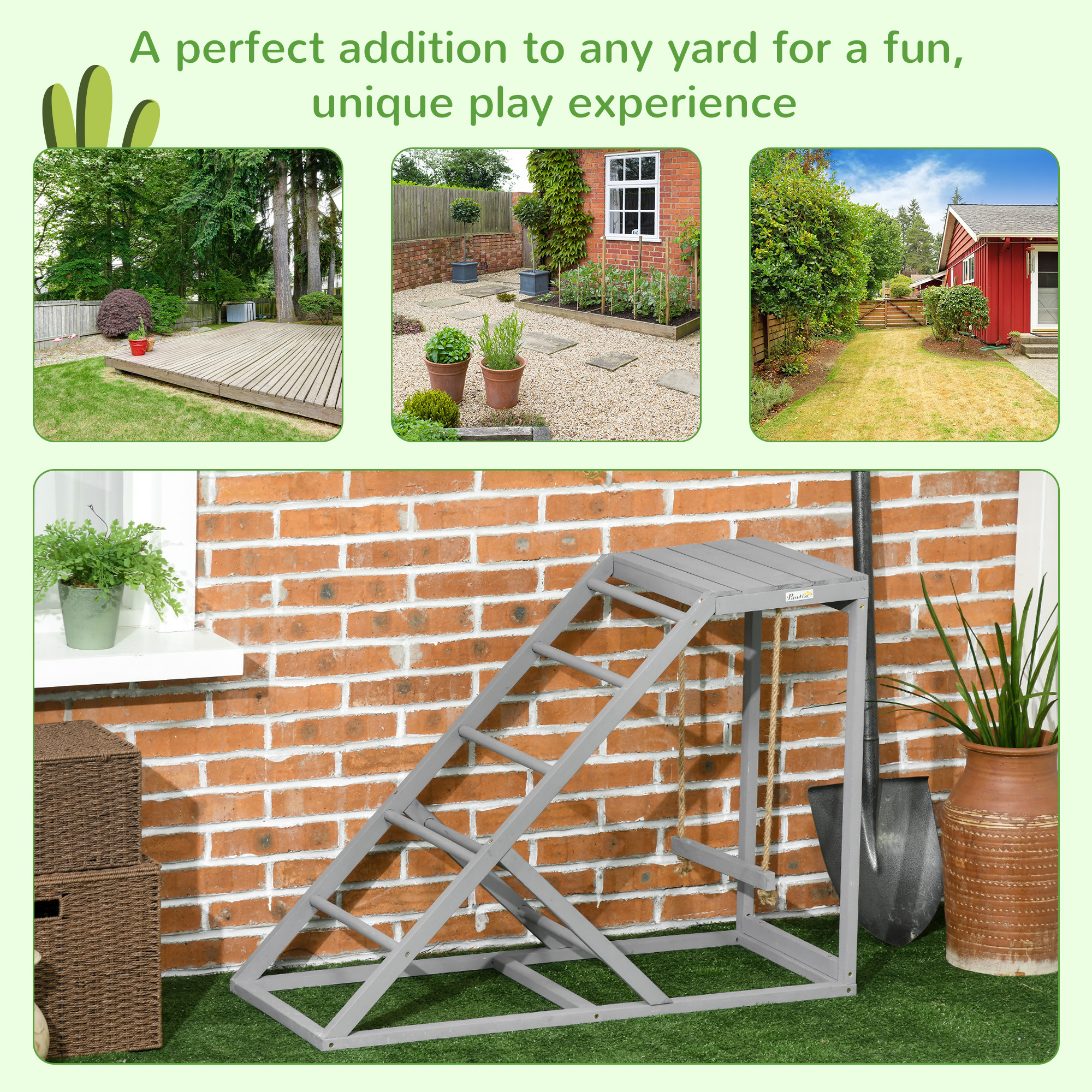  Chicken Activity Play for Healthy & Happy Animals, Swing Set with Chicken Perches & Hen Ladder, Chicken Coop Toy, Gray