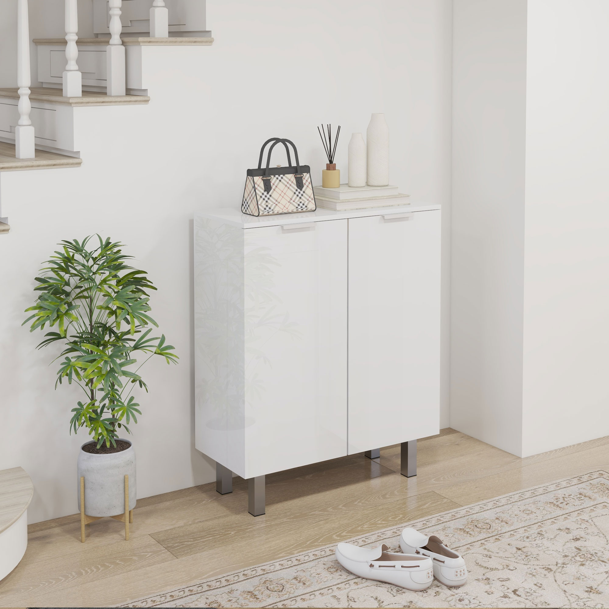 Five-Shelf Shoe Storage Cupboard - White — image 4