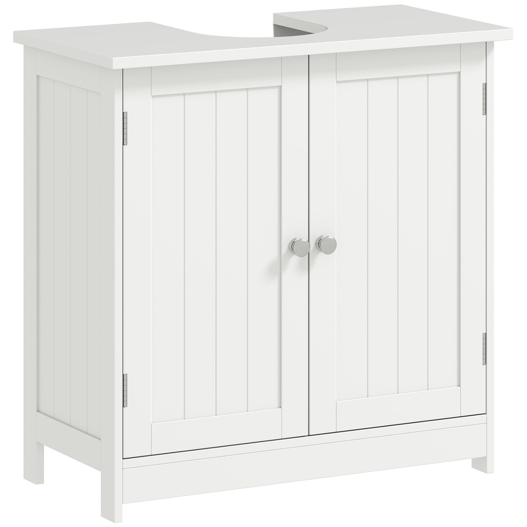  Under Sink Bathroom Cabinet, Pedestal Sink Storage Cabinet with 2 Doors, Shelf and U-Shape, White image 16