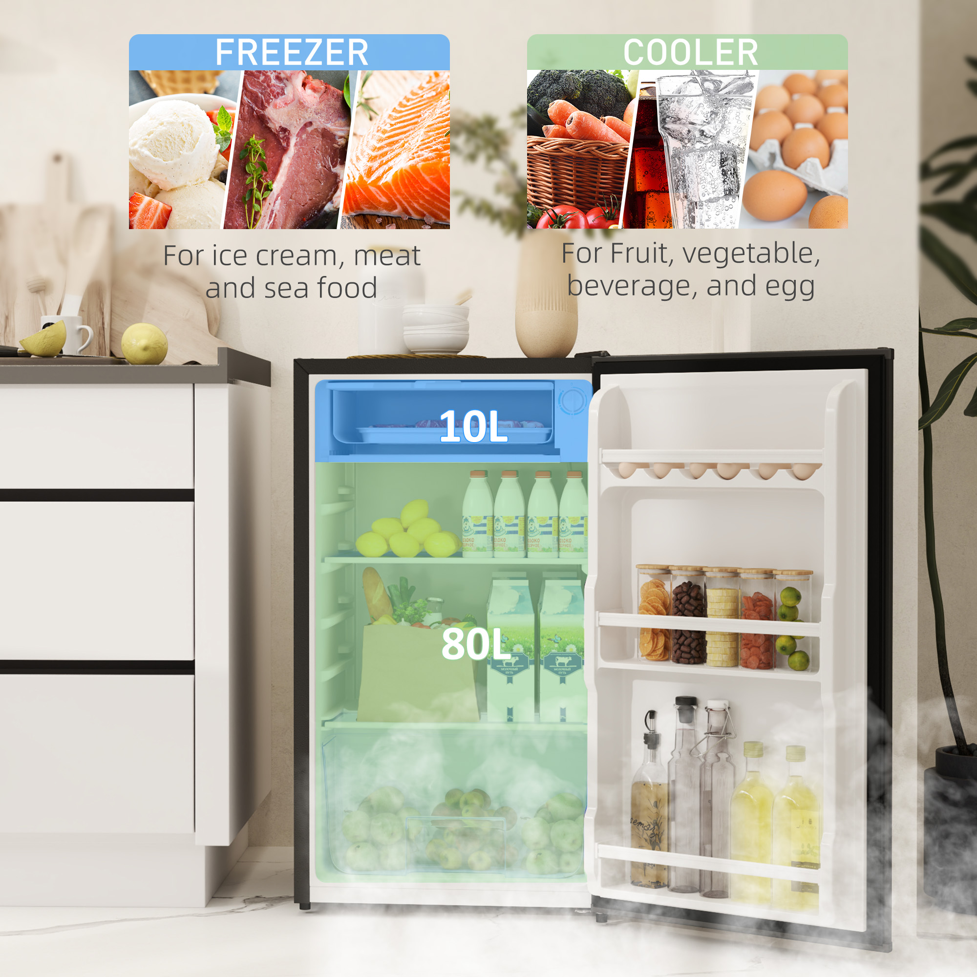91L Freestanding Under-Counter Fridge With Lock - Black — image 2